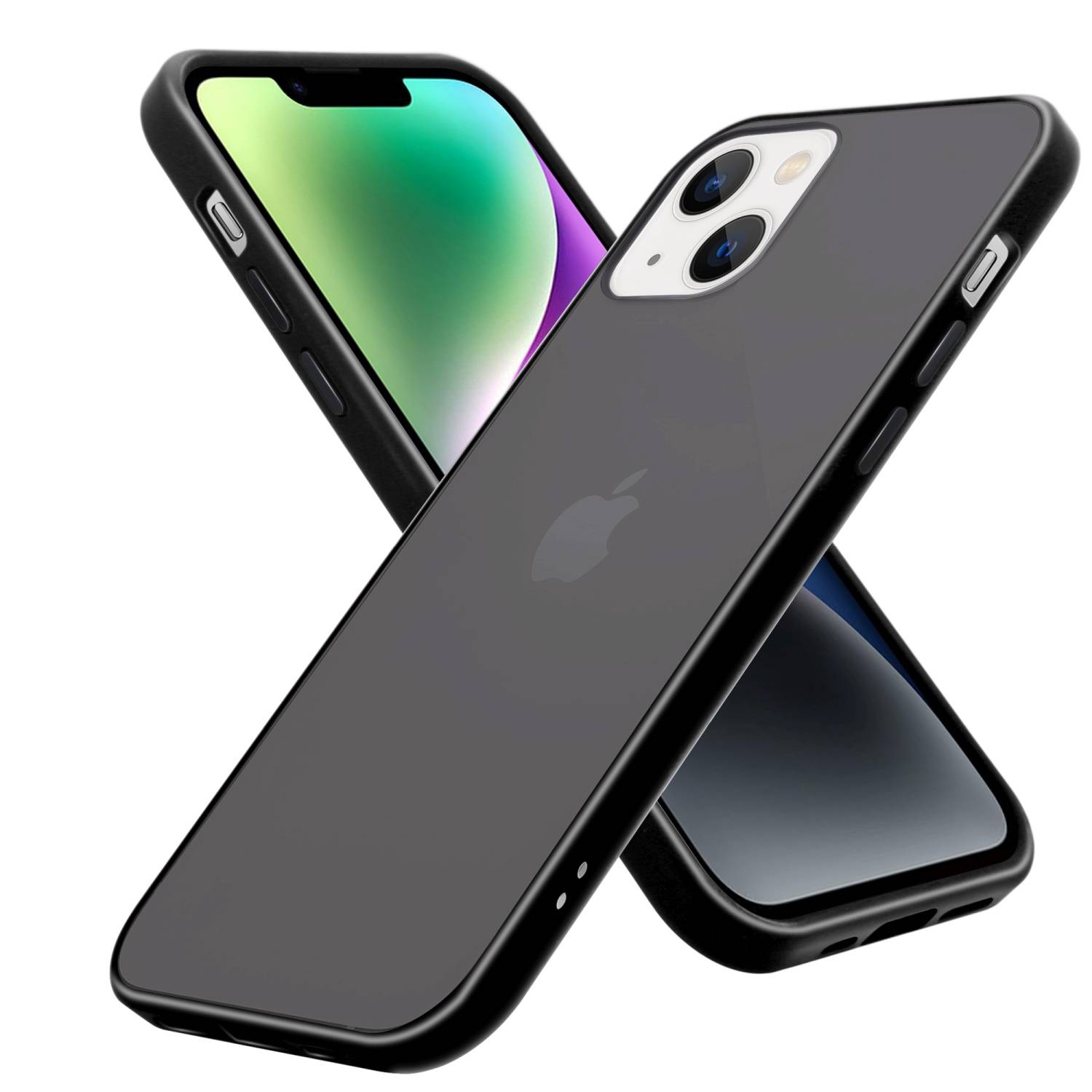 Cadorabo Hülle für Apple iPhone 14 PLUS Schutz Hülle in Schwarz Handyhülle Hybrid Schutzhülle Etui TPU Silikon