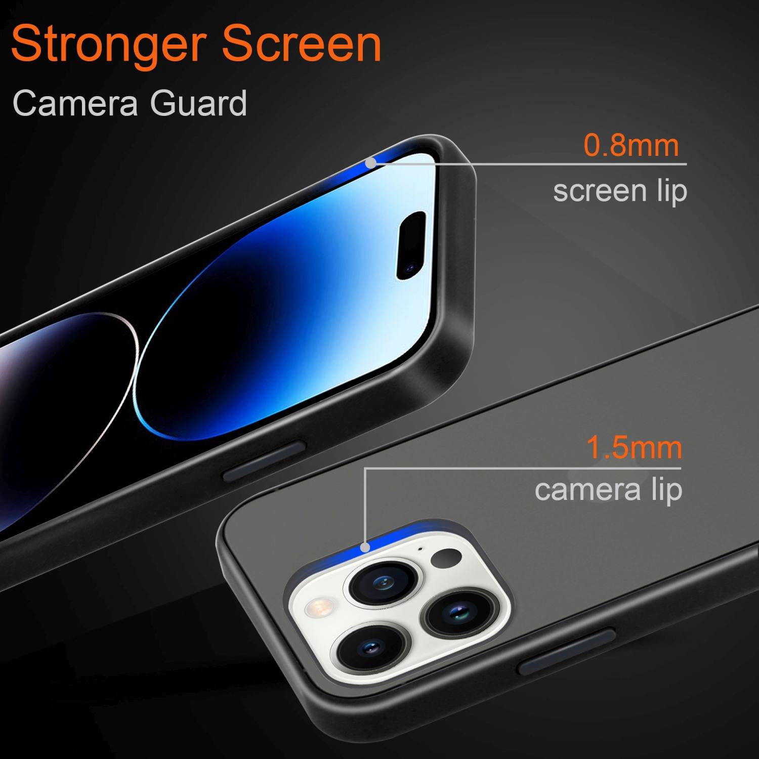 Cadorabo Hülle für Apple iPhone 14 PRO Schutz Hülle in Schwarz Handyhülle Hybrid Schutzhülle Etui TPU Silikon