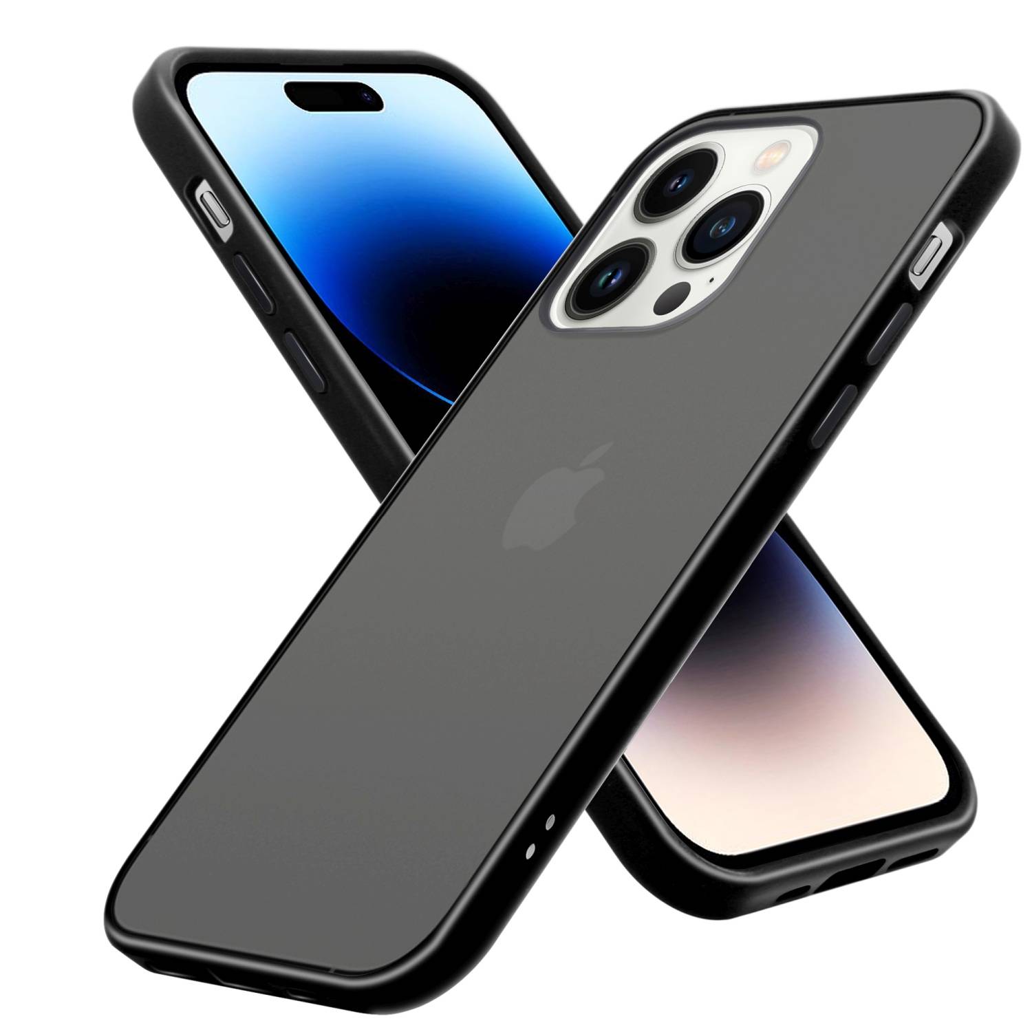 Cadorabo Hülle für Apple iPhone 14 PRO MAX Schutz Hülle in Schwarz Handyhülle Hybrid Schutzhülle Etui TPU Silikon