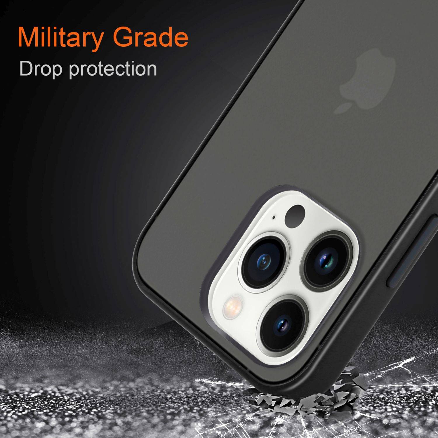 Cadorabo Hülle für Apple iPhone 14 PRO MAX Schutz Hülle in Schwarz Handyhülle Hybrid Schutzhülle Etui TPU Silikon
