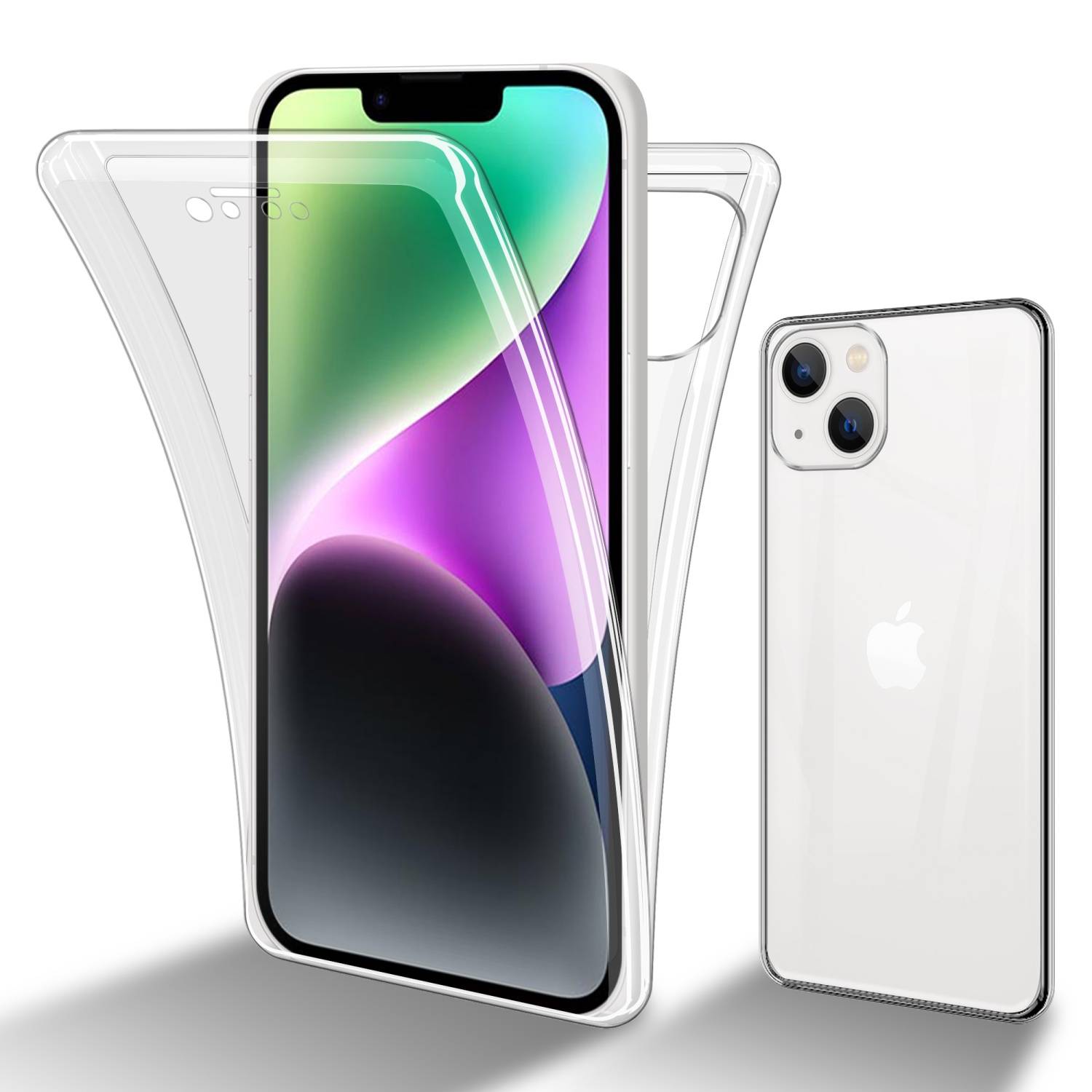 Cadorabo Schutzhülle für Apple iPhone 14 Hülle in Transparent 360° Etui Full Body Handyhülle Cover Case