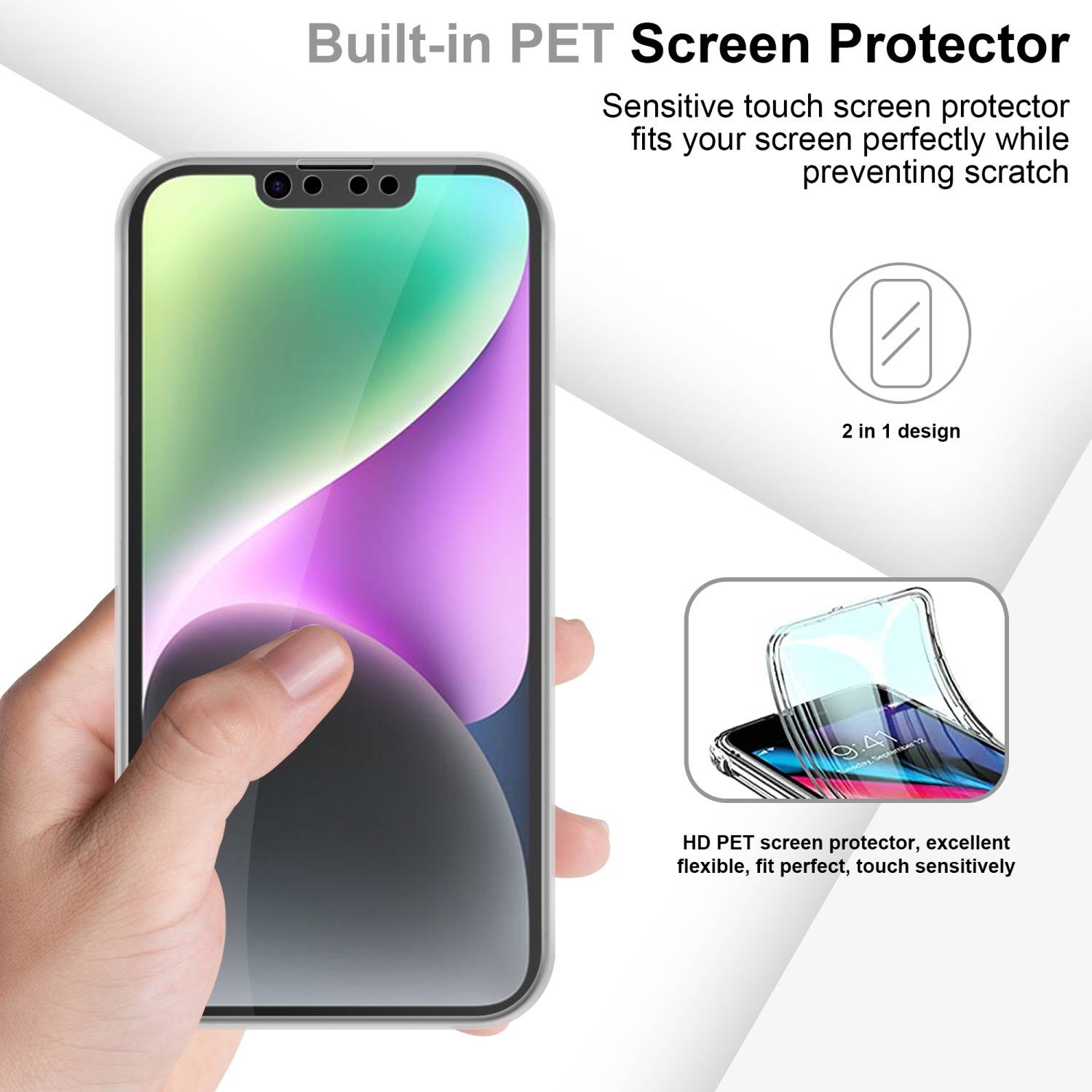Cadorabo Schutzhülle für Apple iPhone 14 Hülle in Transparent 360° Etui Full Body Handyhülle Cover Case
