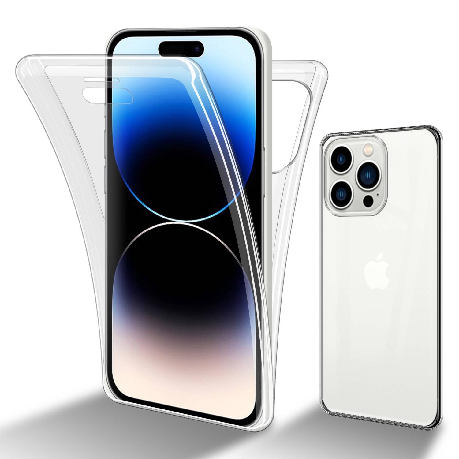 Cadorabo Schutzhülle für Apple iPhone 14 PRO Hülle in Transparent 360° Etui Full Body Handyhülle Cover Case