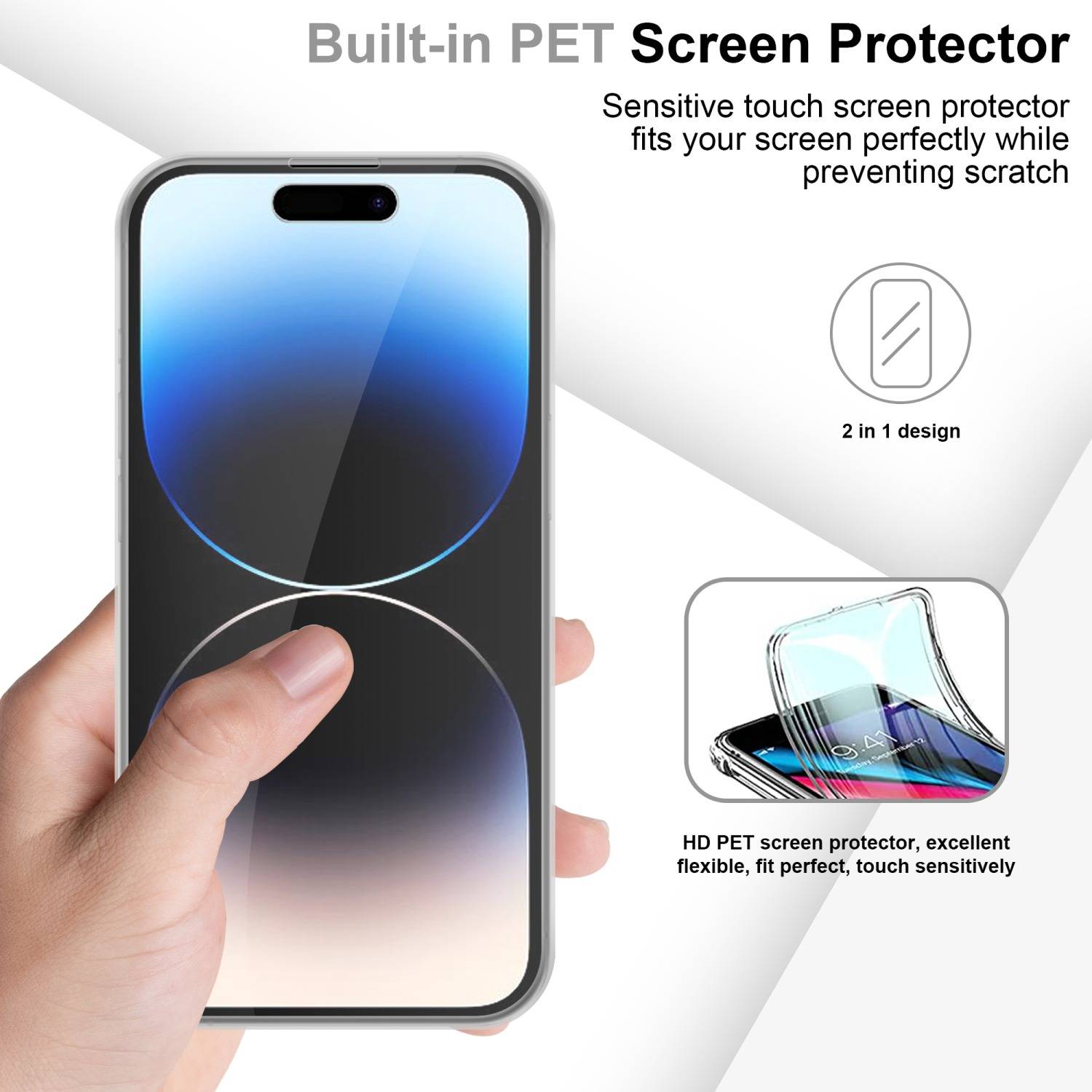 Cadorabo Schutzhülle für Apple iPhone 14 PRO Hülle in Transparent 360° Etui Full Body Handyhülle Cover Case