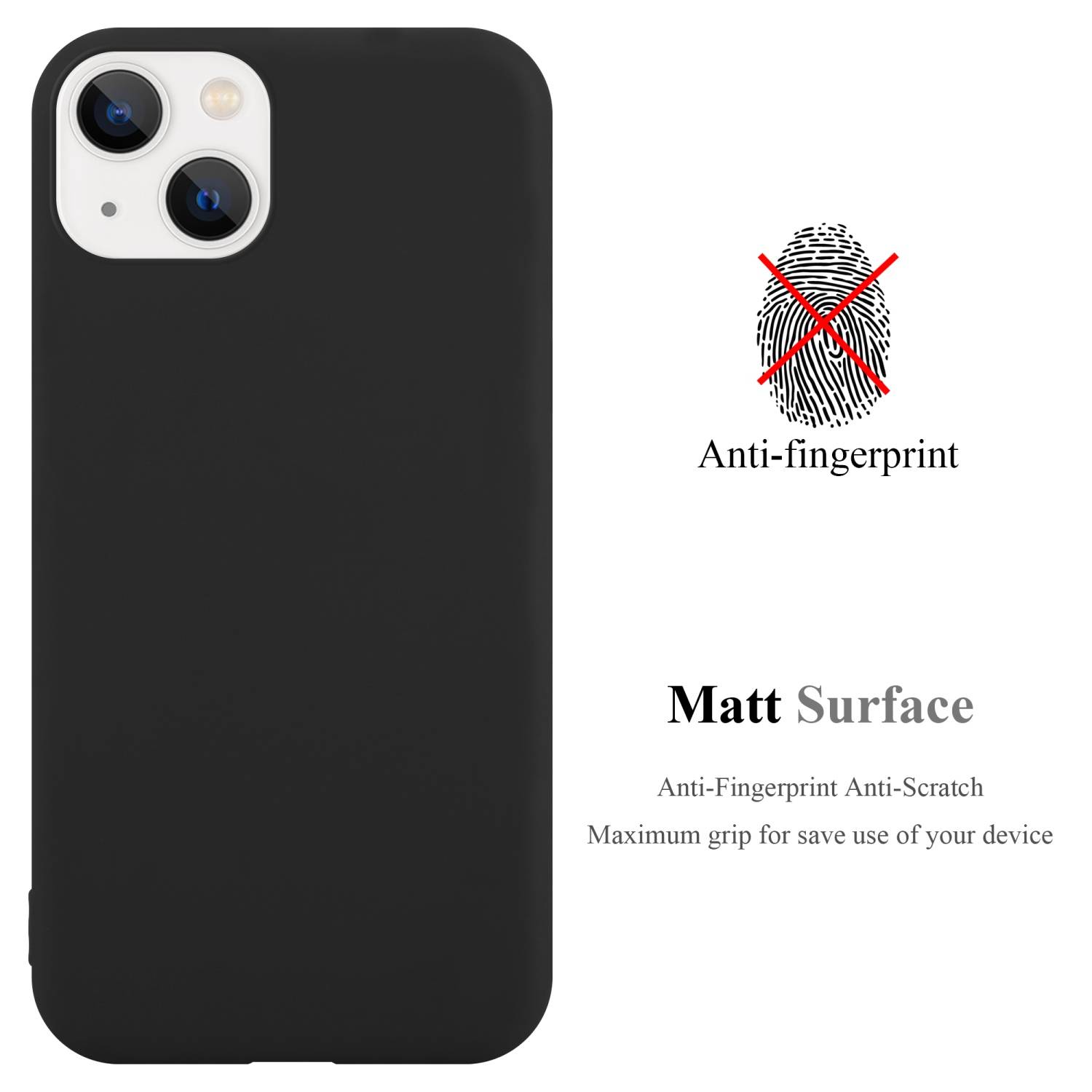 Cadorabo Hülle für Apple iPhone 14 Schutzhülle in Schwarz Handyhülle TPU Silikon Etui Case Cover
