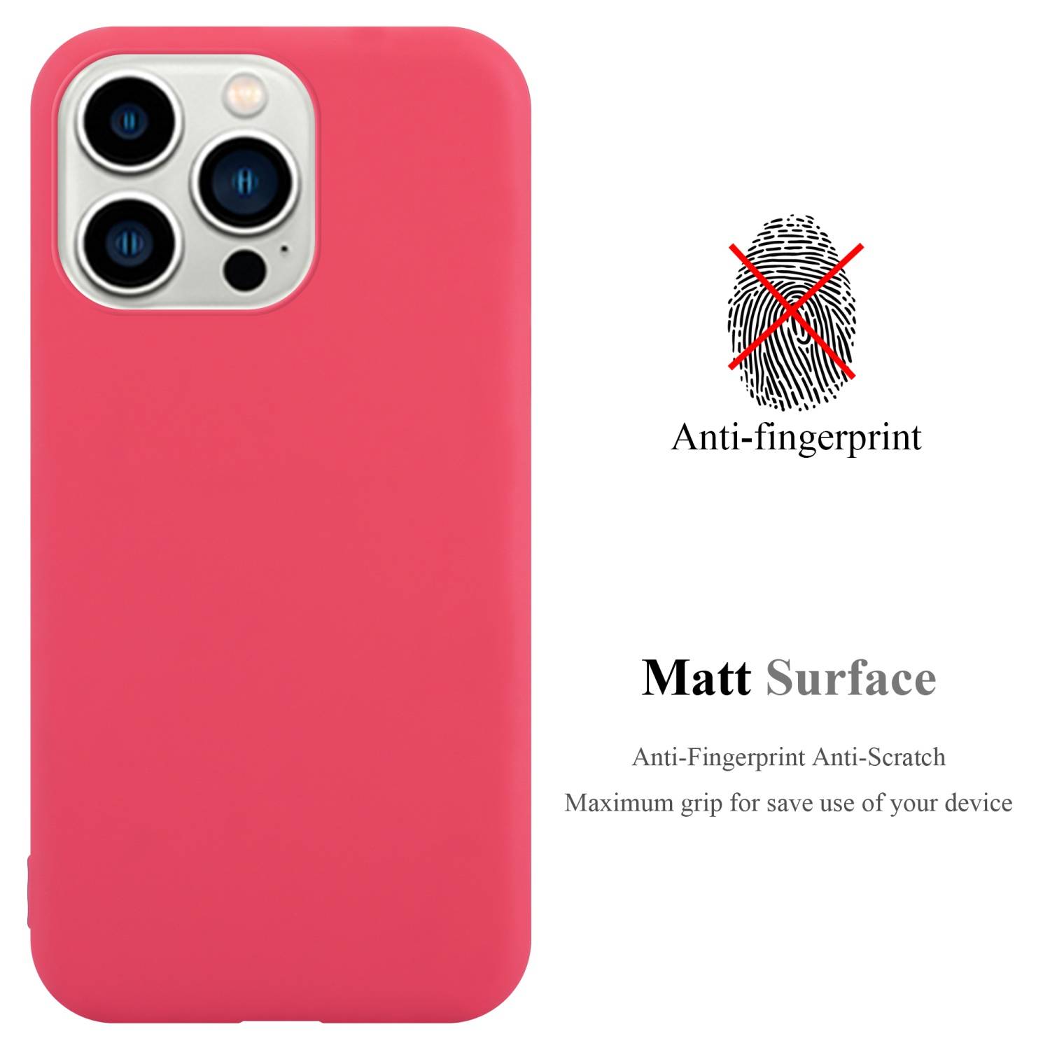 Cadorabo Hülle für Apple iPhone 14 PRO Schutzhülle in Rot Handyhülle TPU Silikon Etui Case Cover
