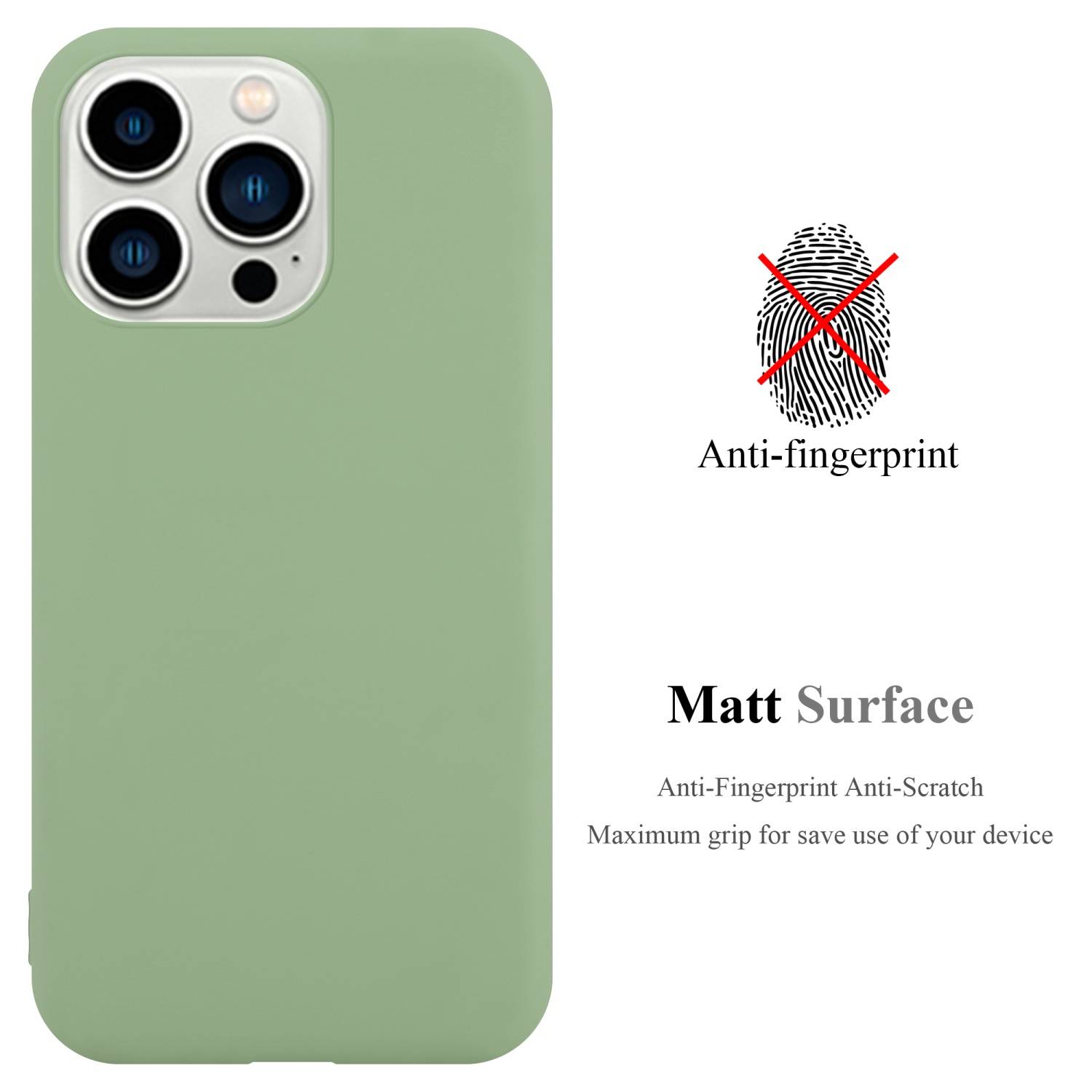 Cadorabo Hülle für Apple iPhone 14 PRO Schutzhülle in Grün Handyhülle TPU Silikon Etui Case Cover