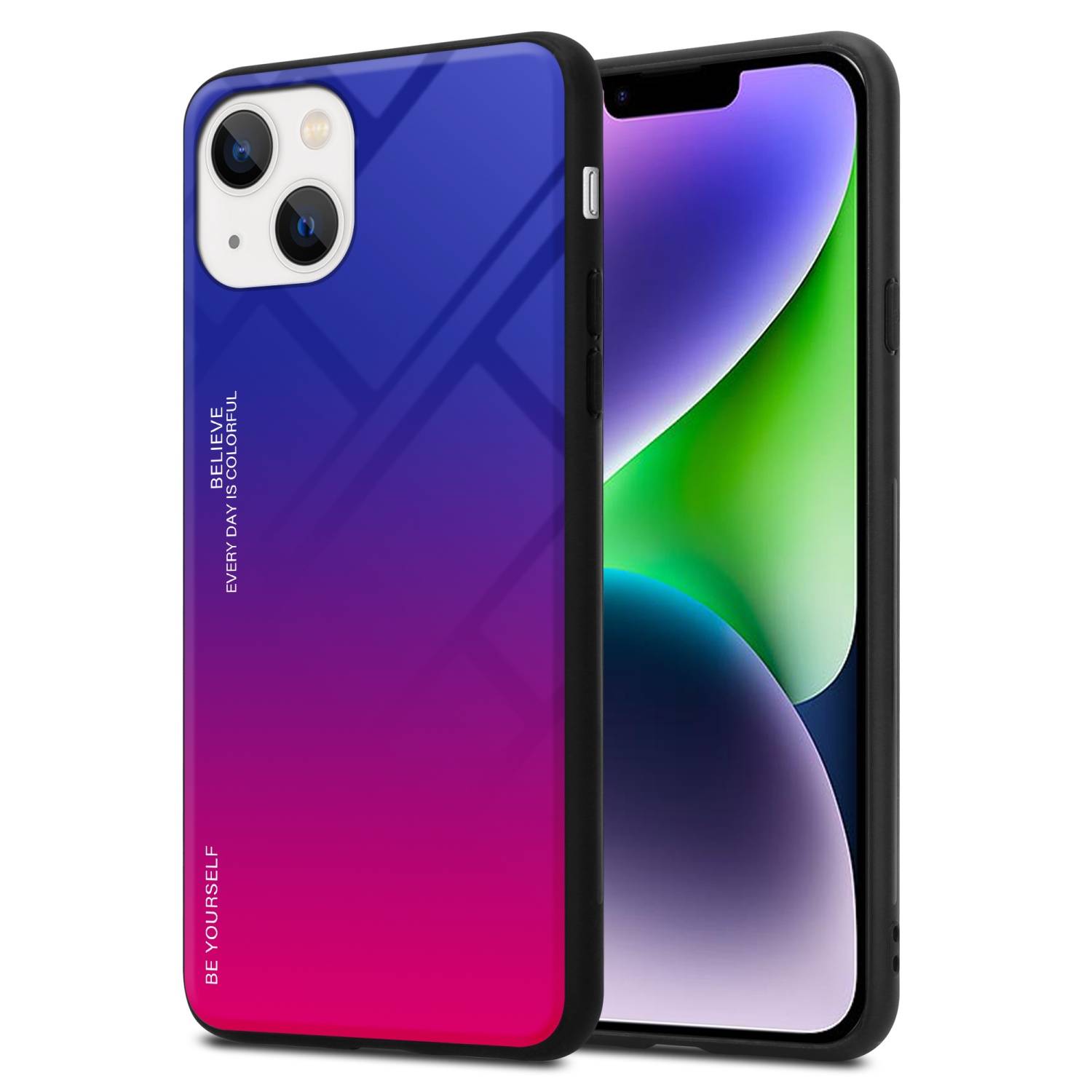 Cadorabo Hülle für Apple iPhone 14 Schutz Hülle in Schwarz Handyhülle TPU Etui Cover Case Tempered Glas