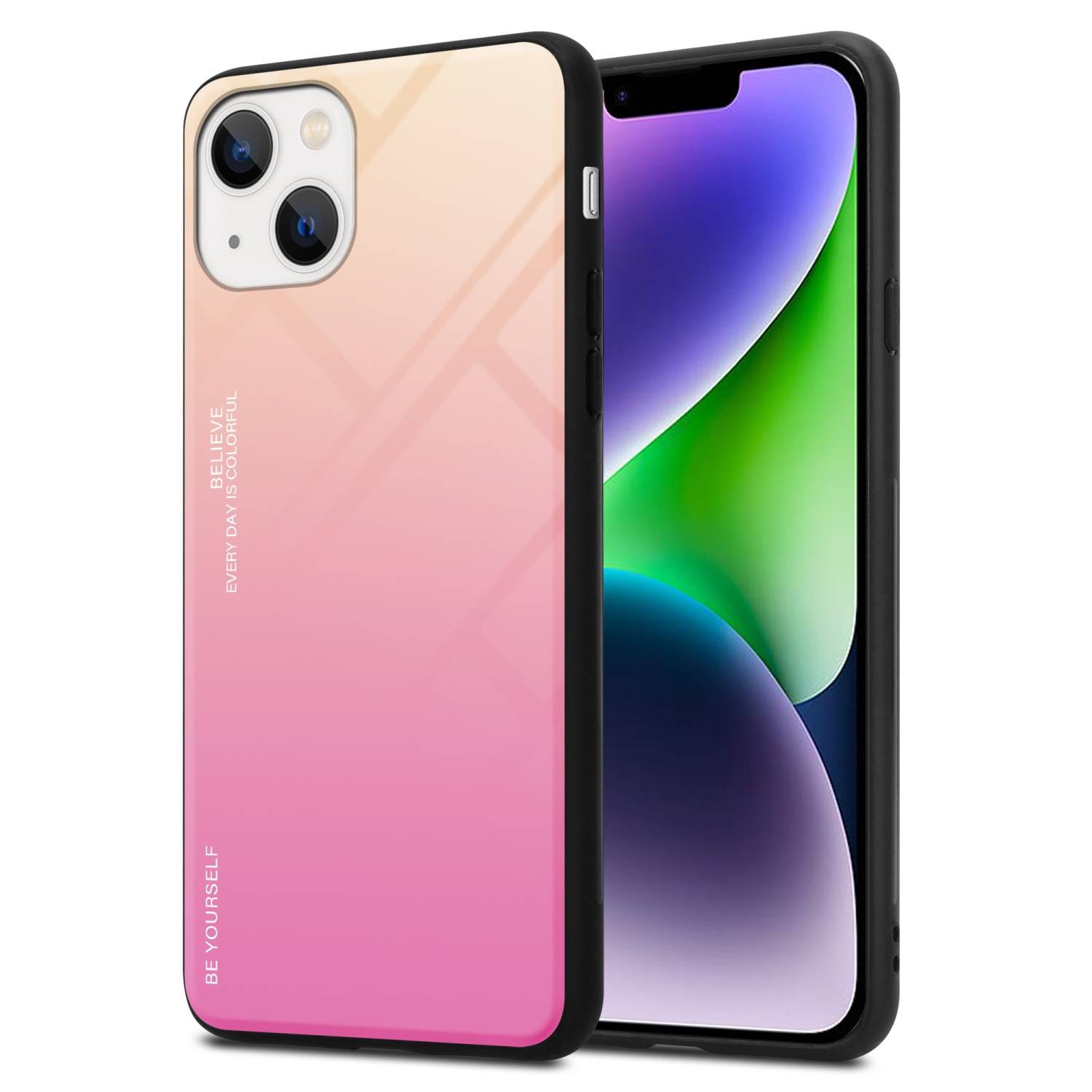Cadorabo Hülle für Apple iPhone 14 Schutz Hülle in Schwarz Handyhülle TPU Etui Cover Case Tempered Glas
