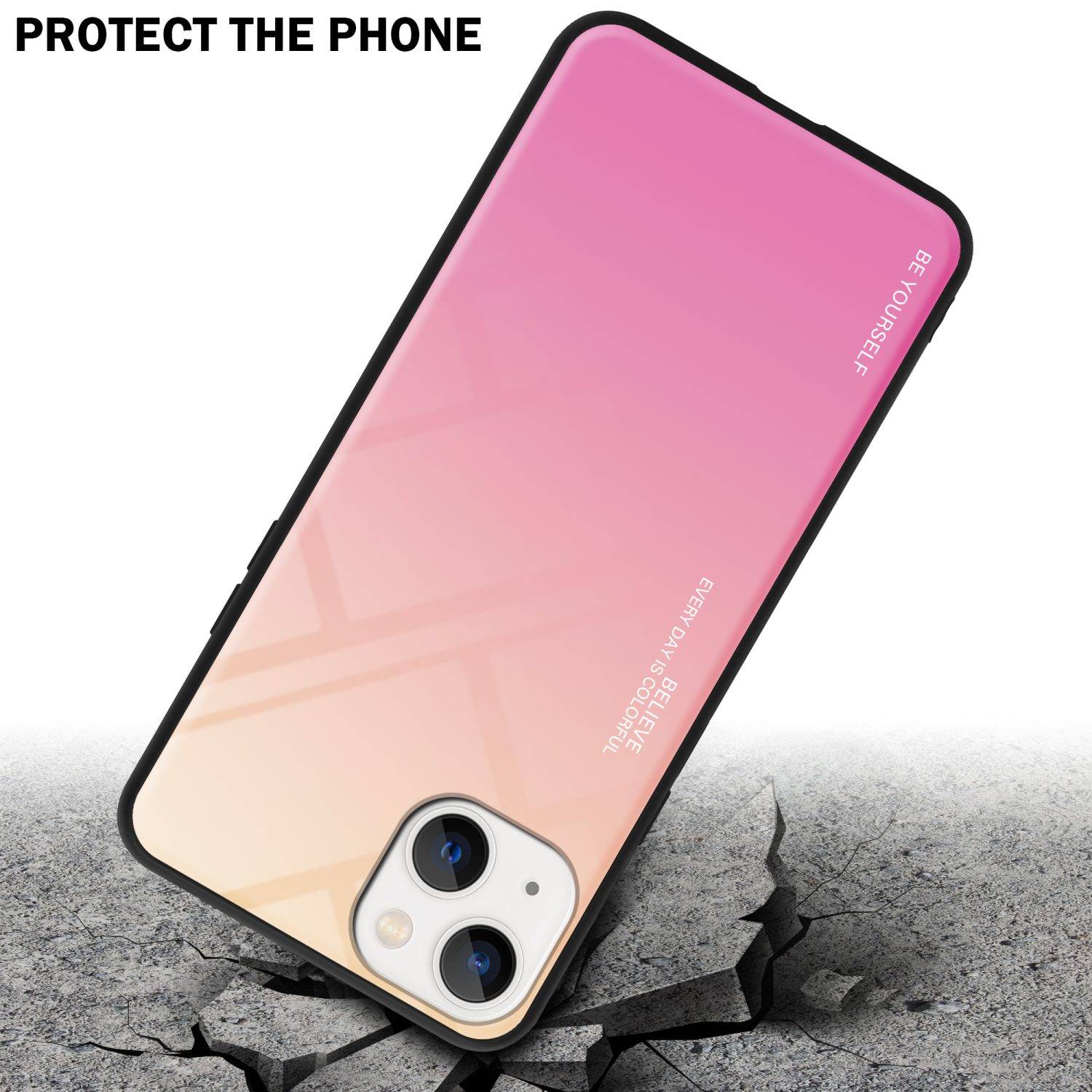 Cadorabo Hülle für Apple iPhone 14 Schutz Hülle in Schwarz Handyhülle TPU Etui Cover Case Tempered Glas
