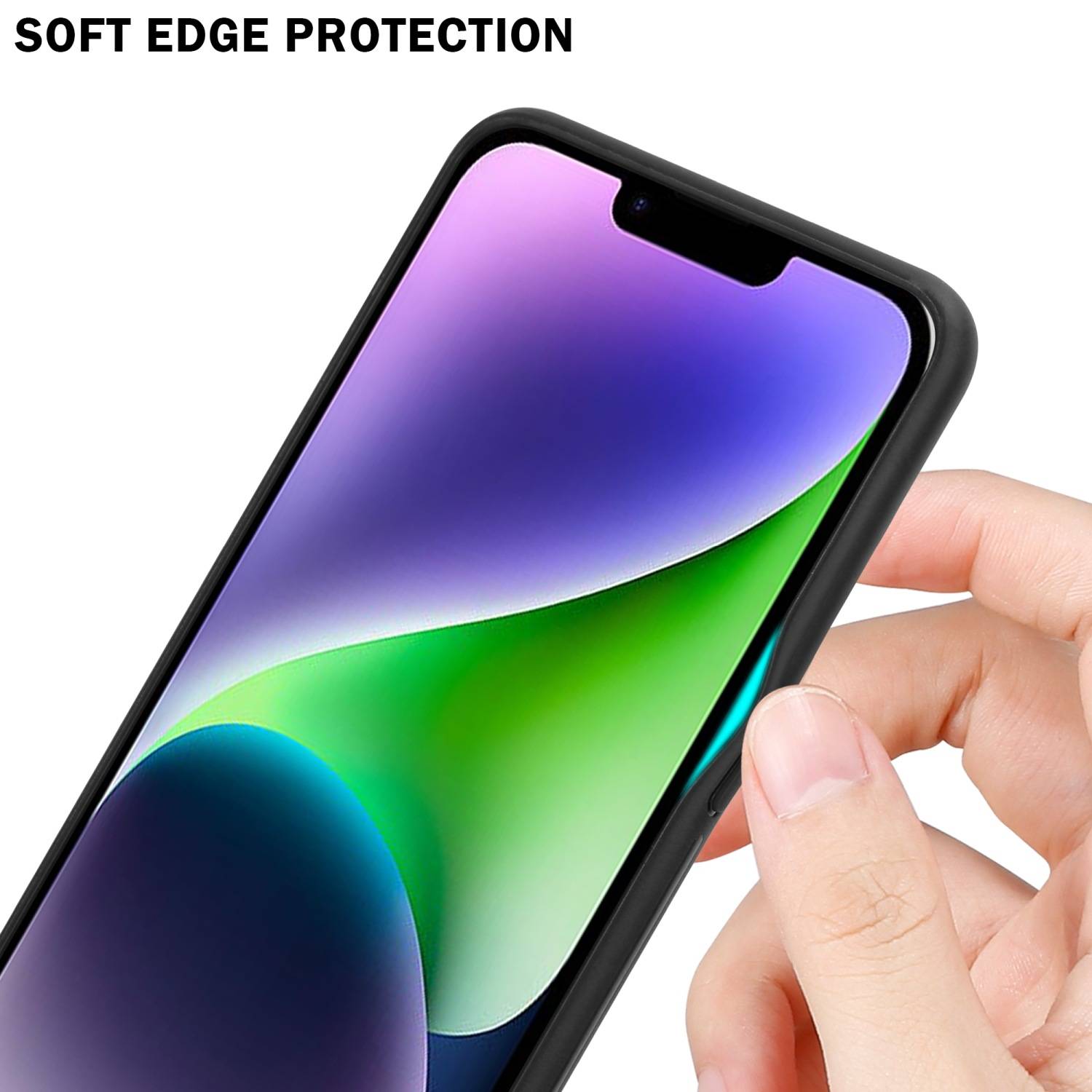 Cadorabo Hülle für Apple iPhone 14 Schutz Hülle in Schwarz Handyhülle TPU Etui Cover Case Tempered Glas