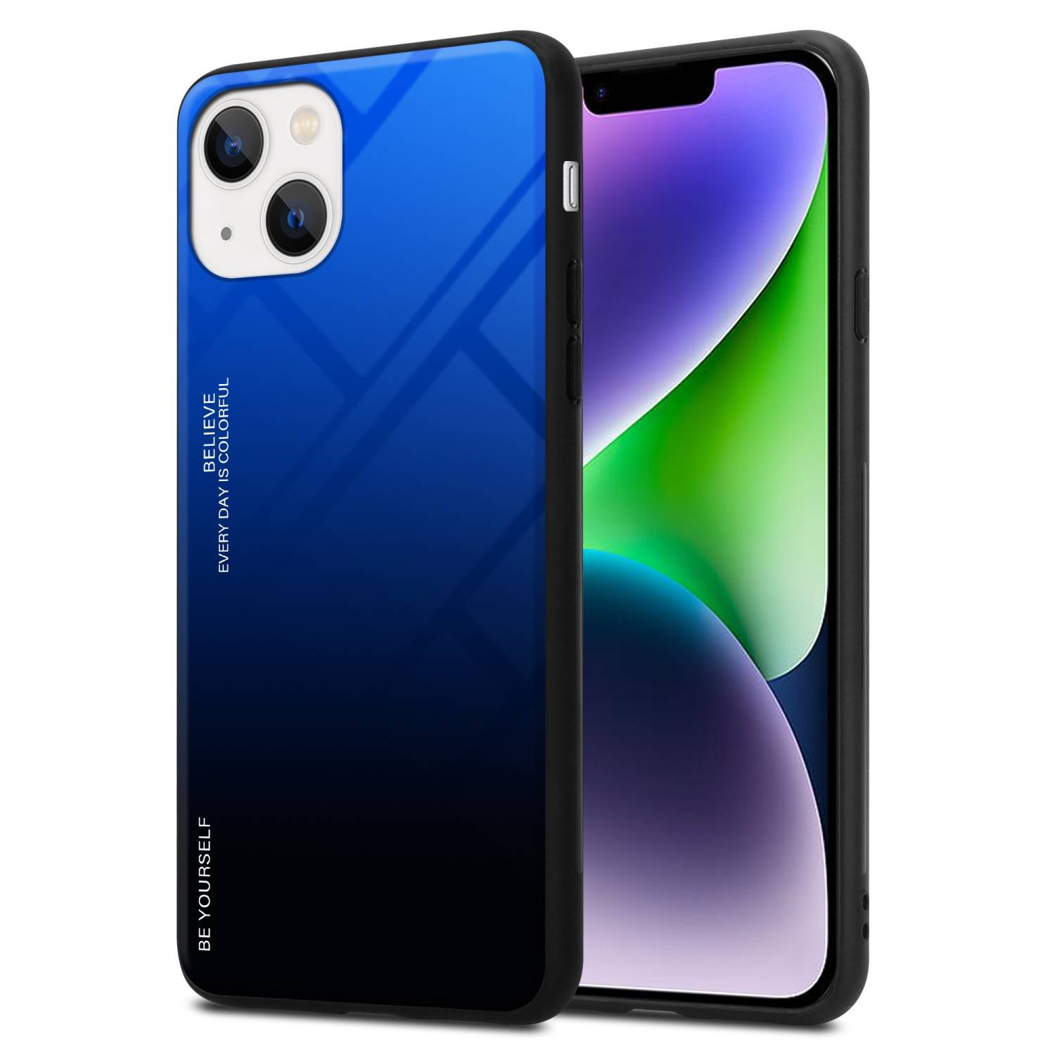 Cadorabo Hülle für Apple iPhone 14 PLUS Schutz Hülle in Schwarz Handyhülle TPU Etui Cover Case Tempered Glas
