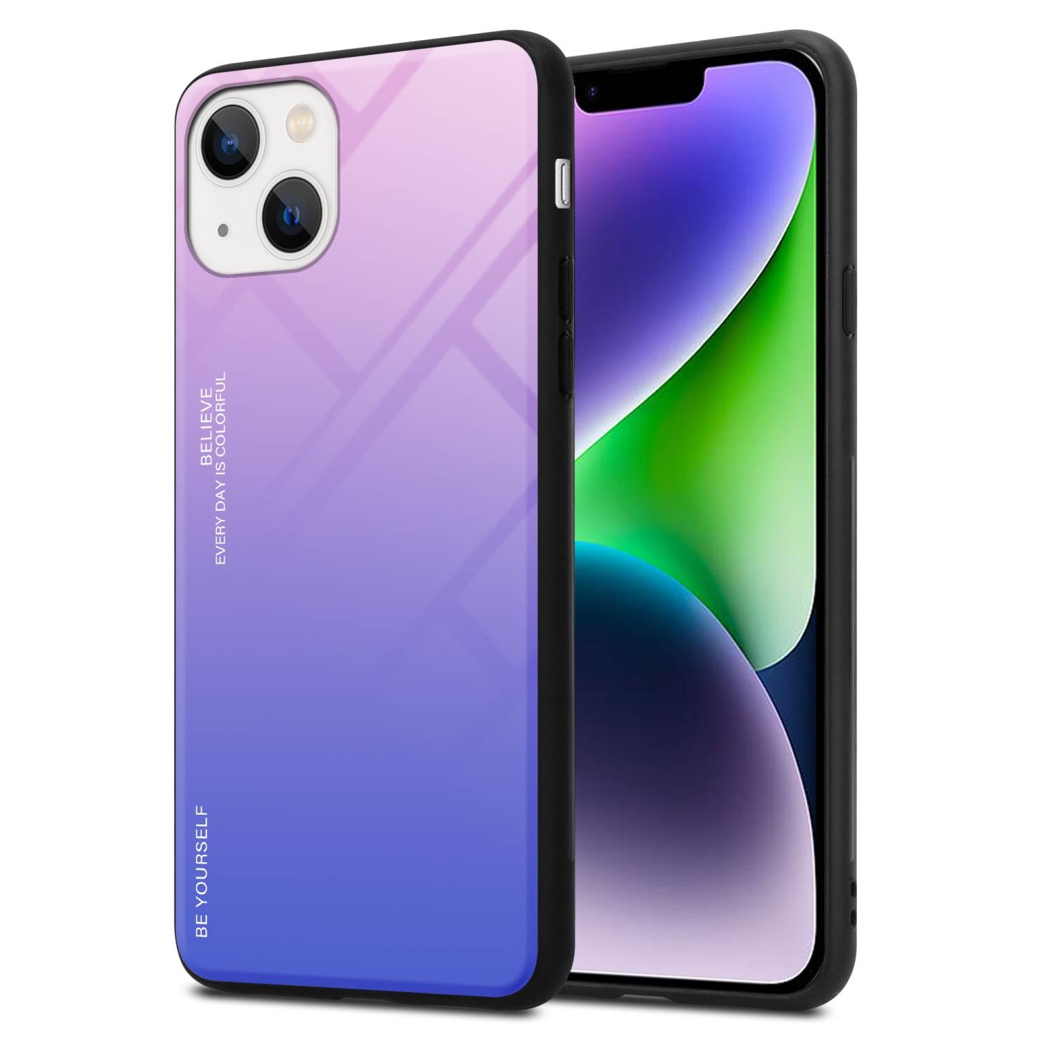 Cadorabo Hülle für Apple iPhone 14 PLUS Schutz Hülle in Schwarz Handyhülle TPU Etui Cover Case Tempered Glas
