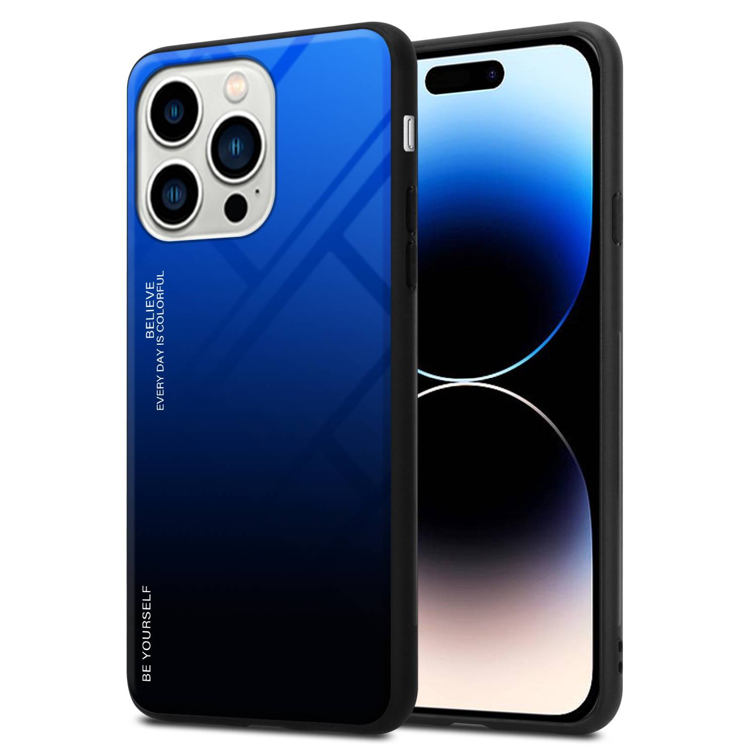 Cadorabo Hülle für Apple iPhone 14 PRO Schutz Hülle in Schwarz Handyhülle TPU Etui Cover Case Tempered Glas