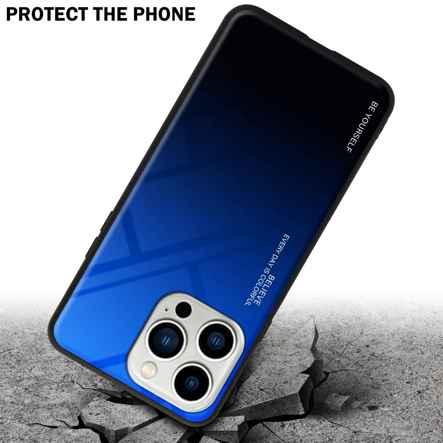 Cadorabo Hülle für Apple iPhone 14 PRO Schutz Hülle in Schwarz Handyhülle TPU Etui Cover Case Tempered Glas
