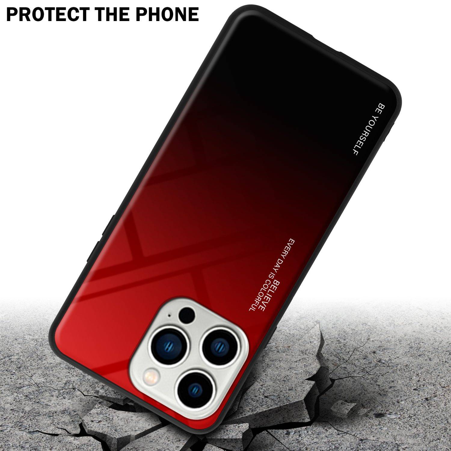 Cadorabo Hülle für Apple iPhone 14 PRO Schutz Hülle in Schwarz Handyhülle TPU Etui Cover Case Tempered Glas