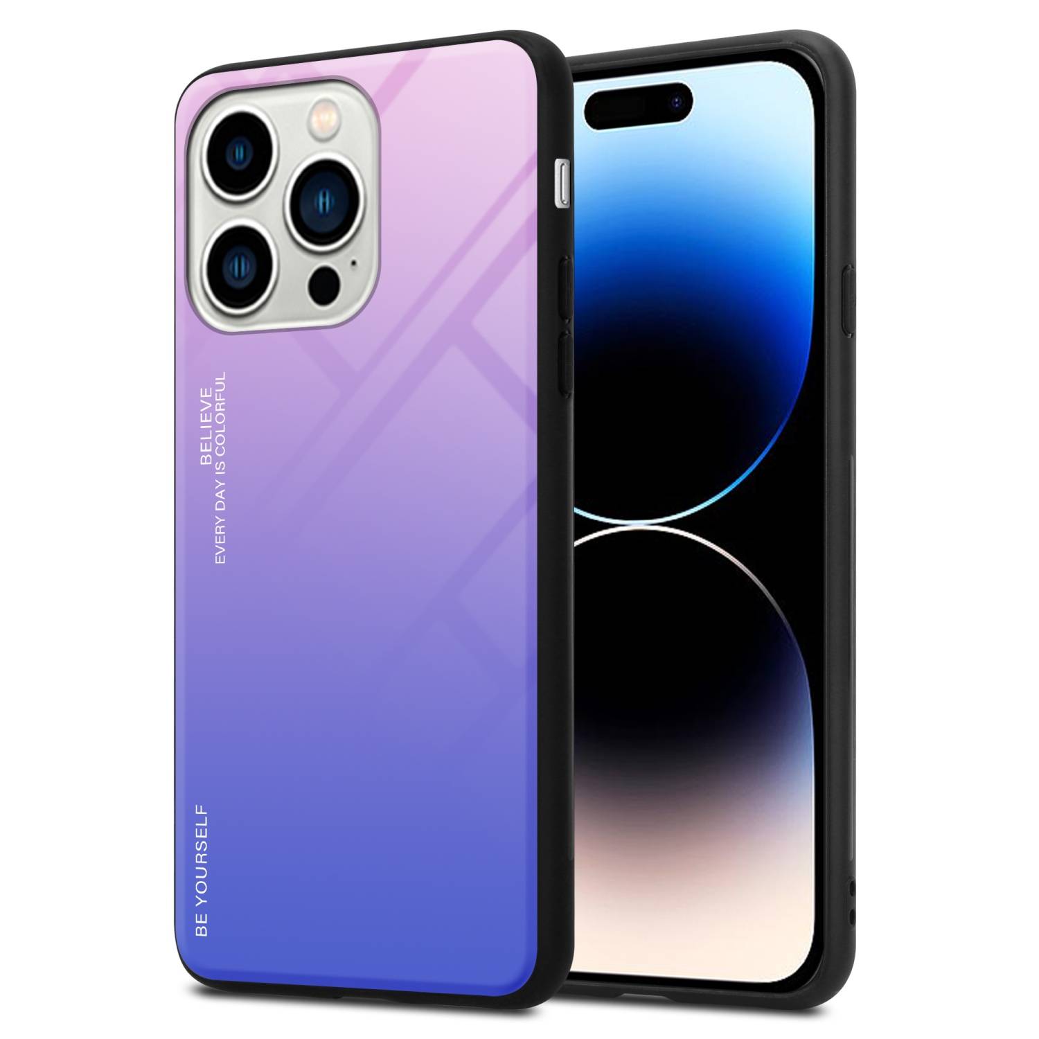 Cadorabo Hülle für Apple iPhone 14 PRO MAX Schutz Hülle in Schwarz Handyhülle TPU Etui Cover Case Tempered Glas