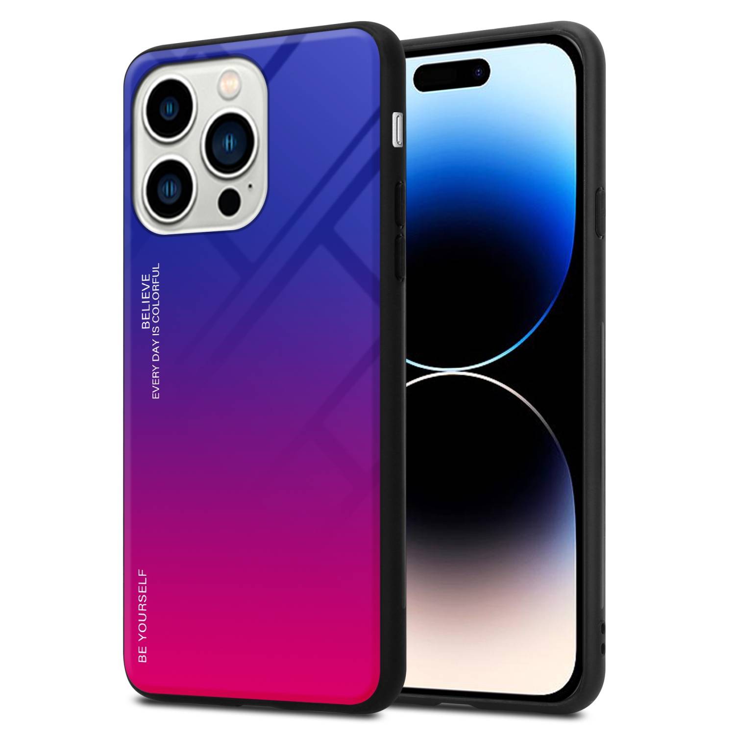 Cadorabo Hülle für Apple iPhone 14 PRO MAX Schutz Hülle in Schwarz Handyhülle TPU Etui Cover Case Tempered Glas