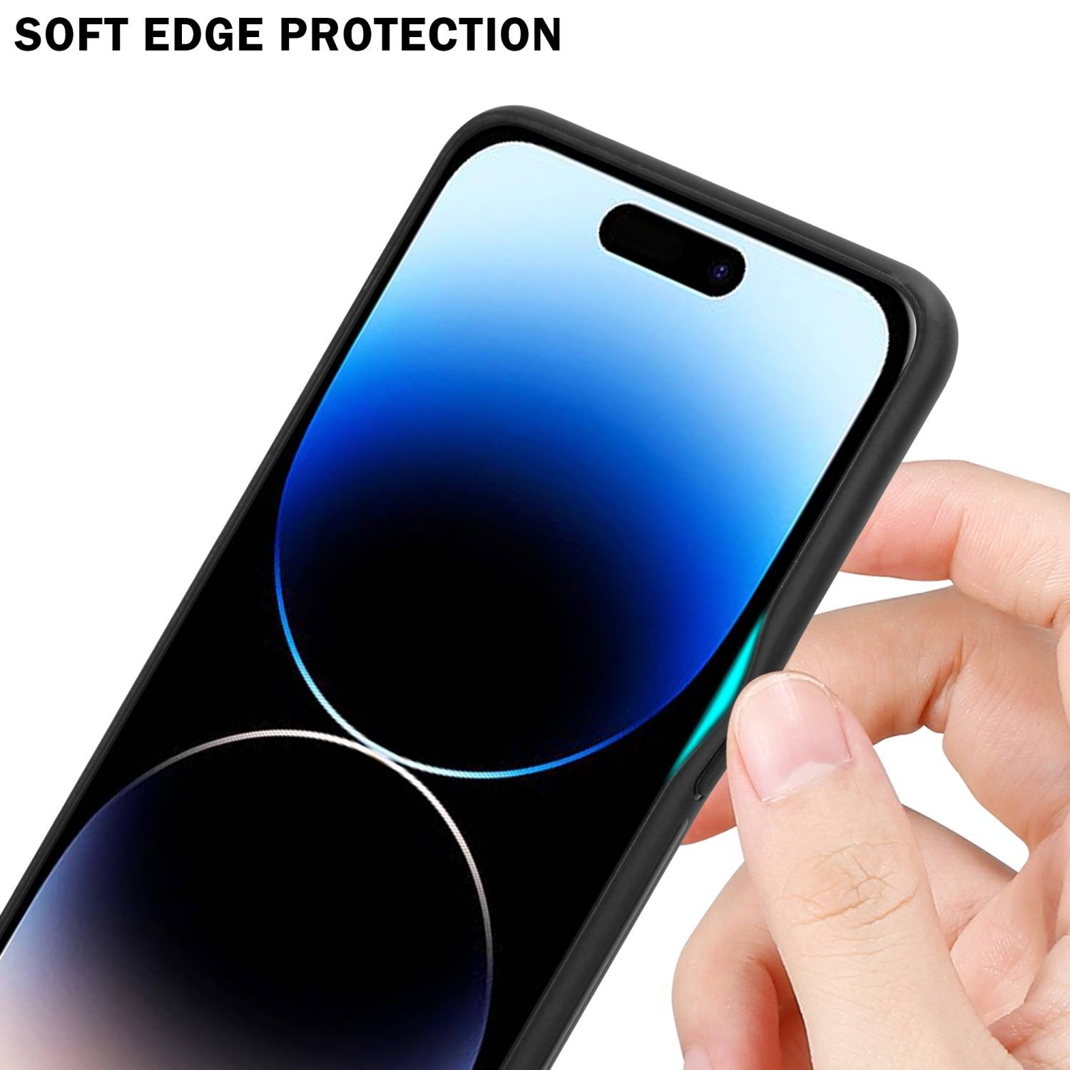 Cadorabo Hülle für Apple iPhone 14 PRO MAX Schutz Hülle in Schwarz Handyhülle TPU Etui Cover Case Tempered Glas