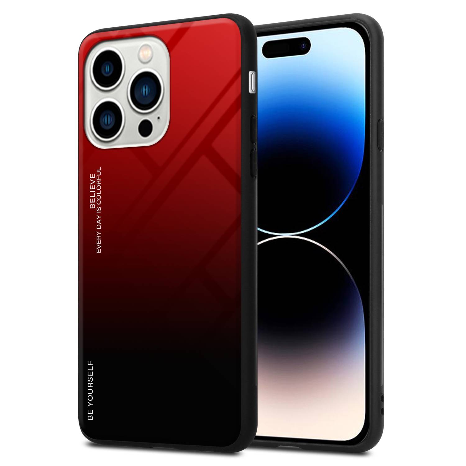 Cadorabo Hülle für Apple iPhone 14 PRO MAX Schutz Hülle in Schwarz Handyhülle TPU Etui Cover Case Tempered Glas