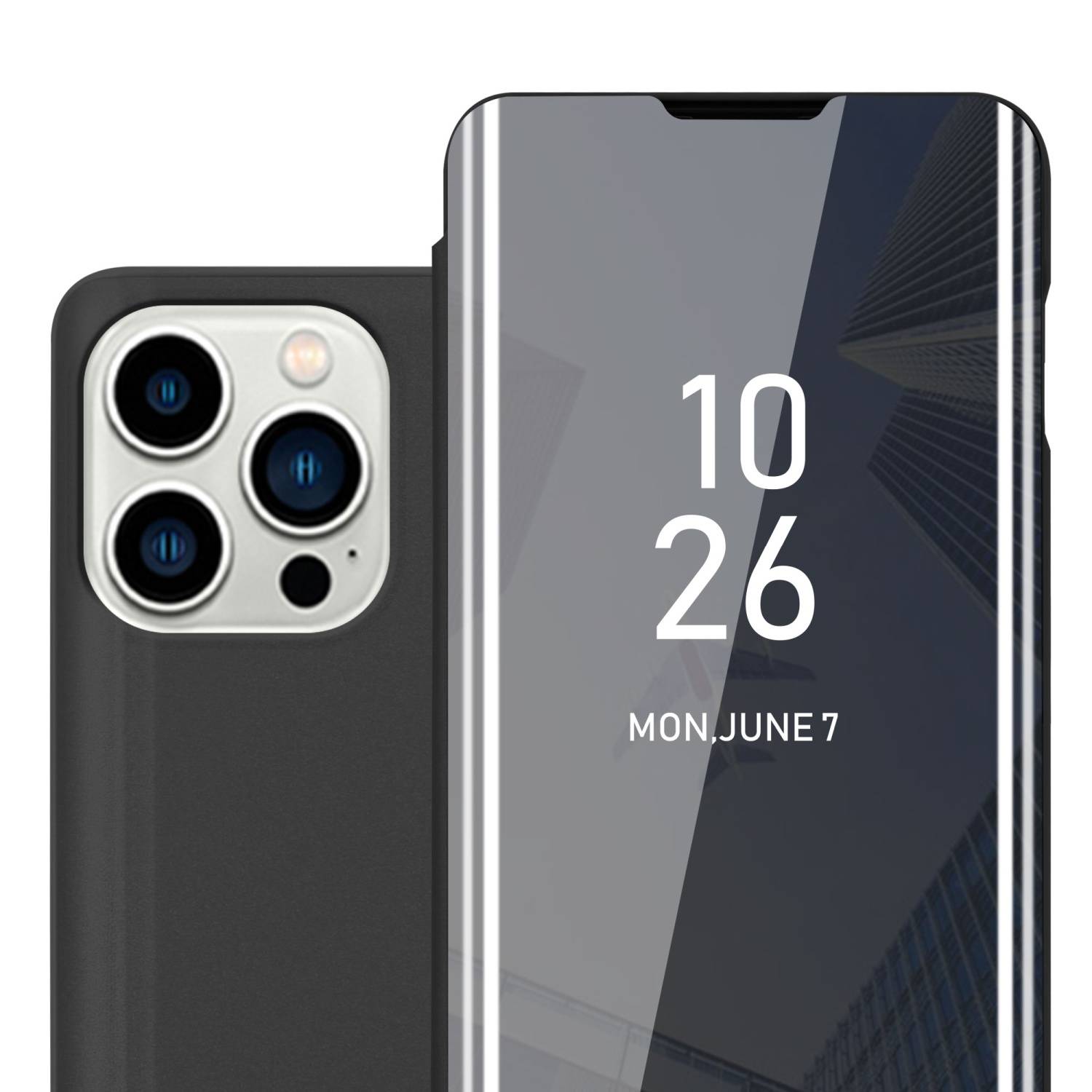 Cadorabo Handyhülle für Apple iPhone 14 PRO MAX in Silber Cover Backcover Schutzhülle Book Case Booklet