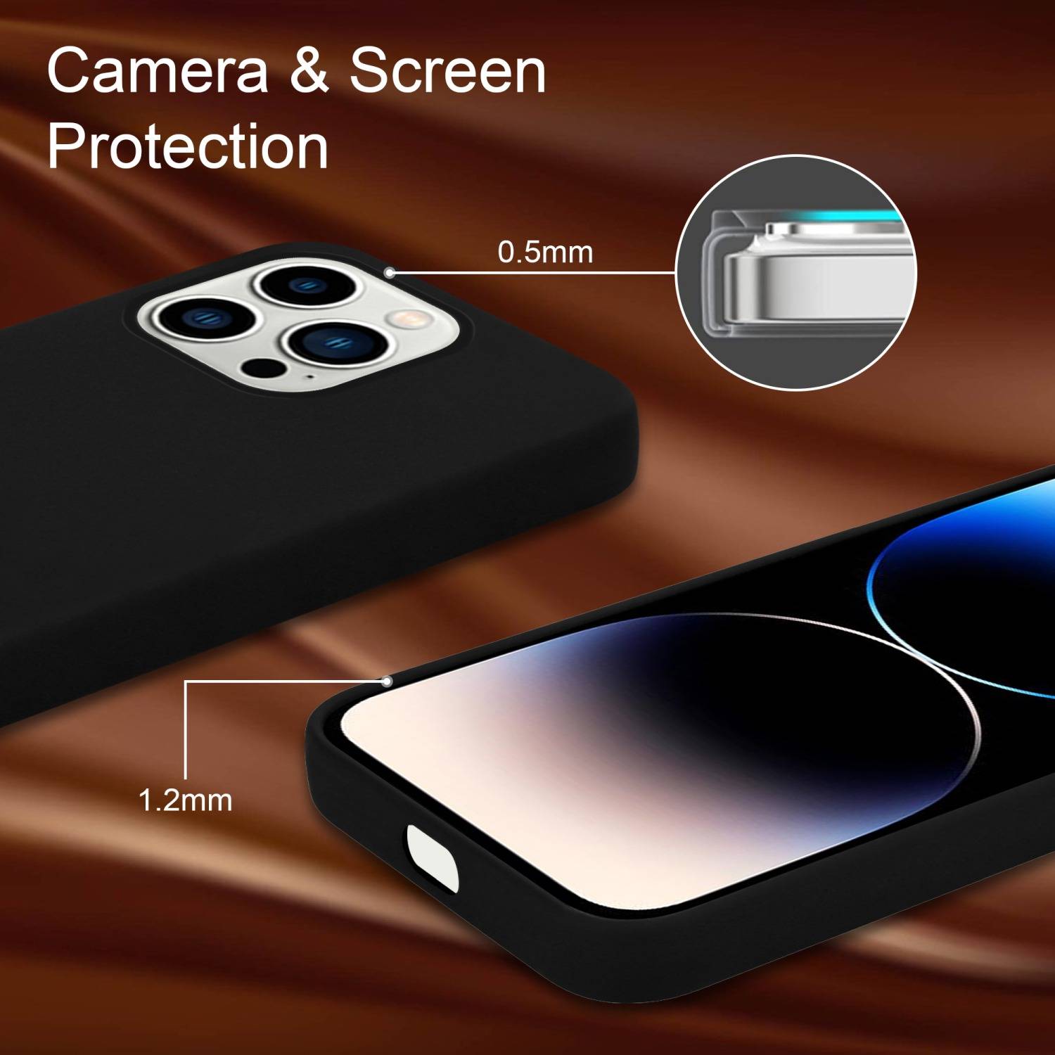 Cadorabo Schutzhülle für Apple iPhone 14 PRO Hülle in Schwarz Handyhülle Case Cover TPU Etui