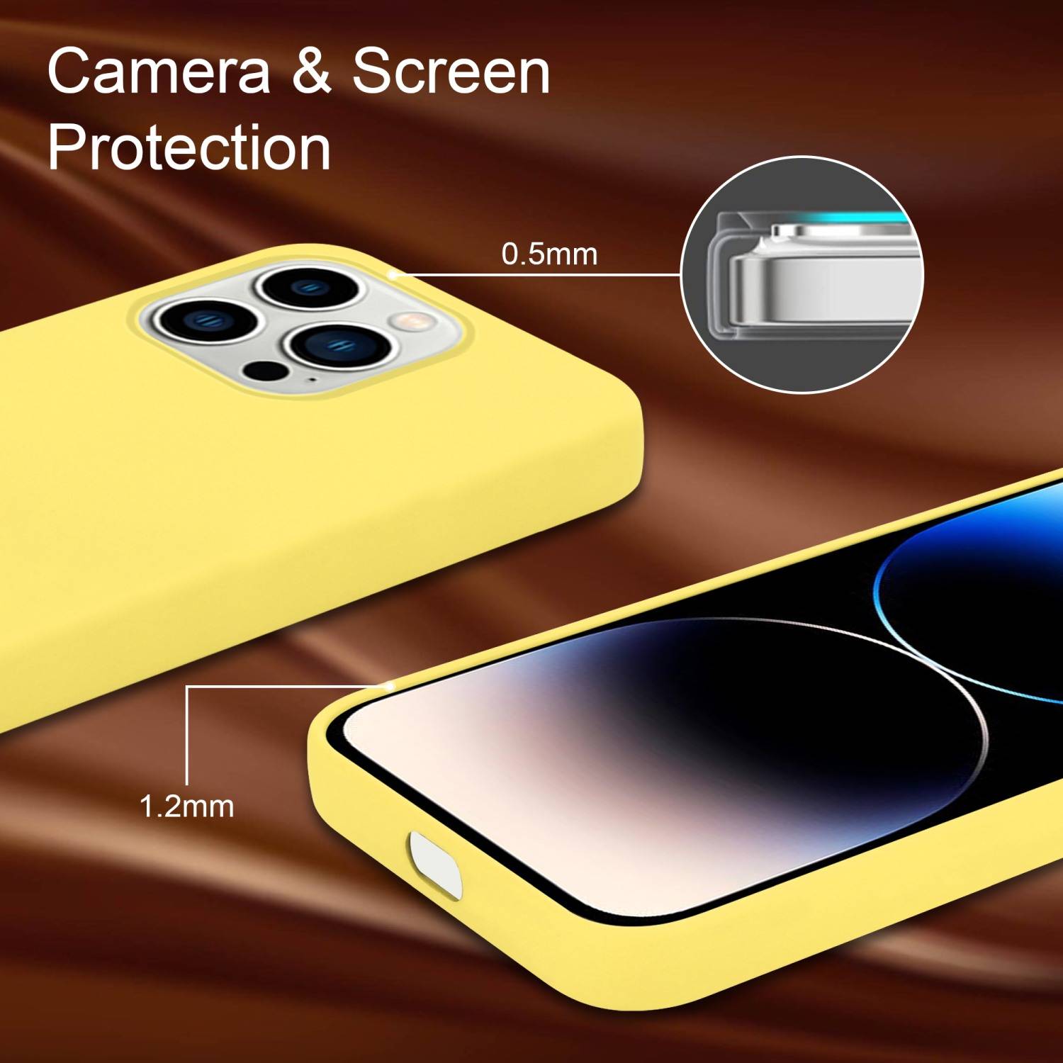 Cadorabo Schutzhülle für Apple iPhone 14 PRO Hülle in Gelb Handyhülle Case Cover TPU Etui