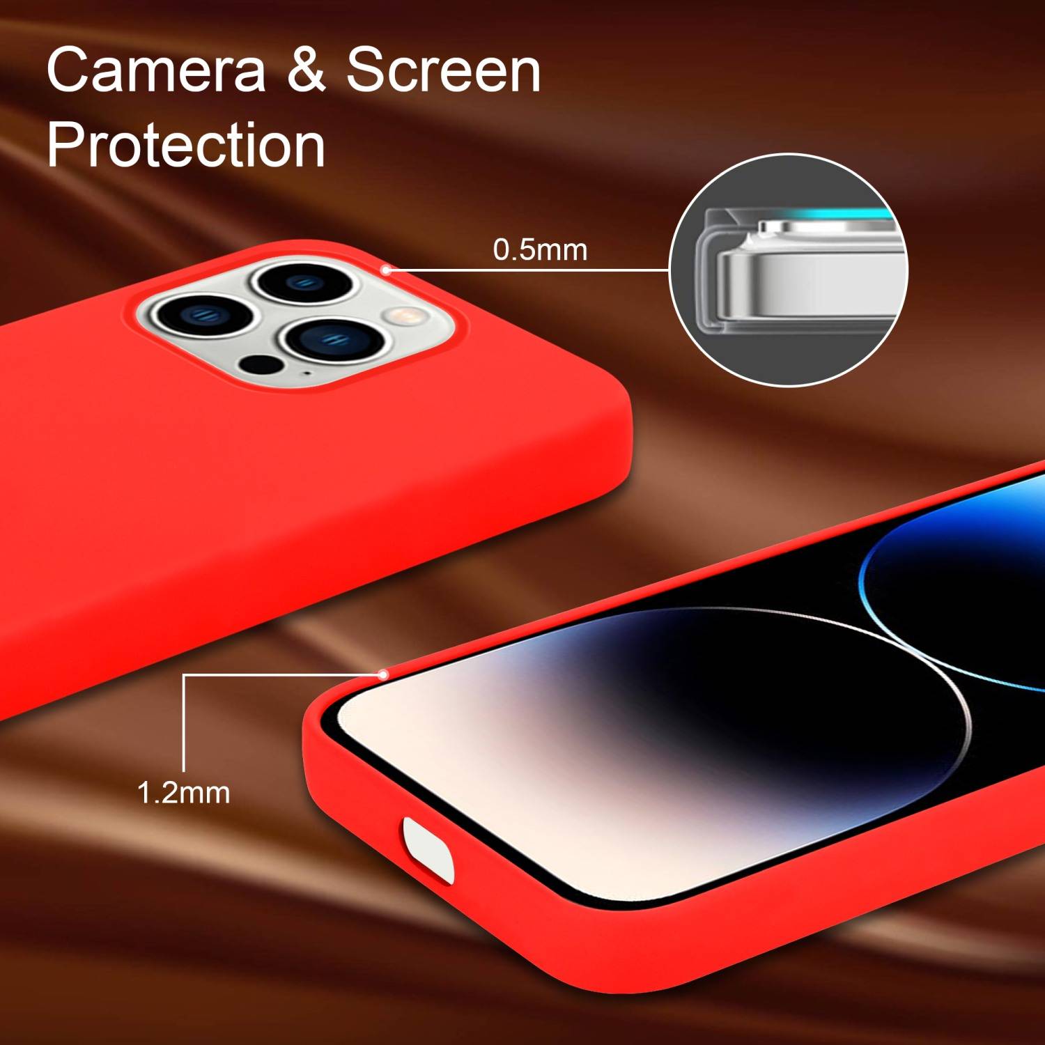 Cadorabo Schutzhülle für Apple iPhone 14 PRO MAX Hülle in Rot Handyhülle Case Cover TPU Etui