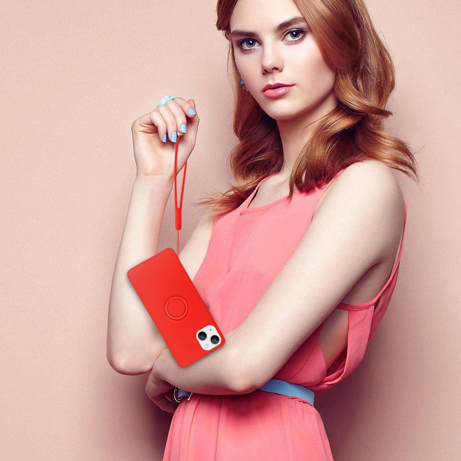 Cadorabo Hülle für Apple iPhone 14 PLUS Schutz Hülle in Rot Handyhülle TPU Etui Case Cover