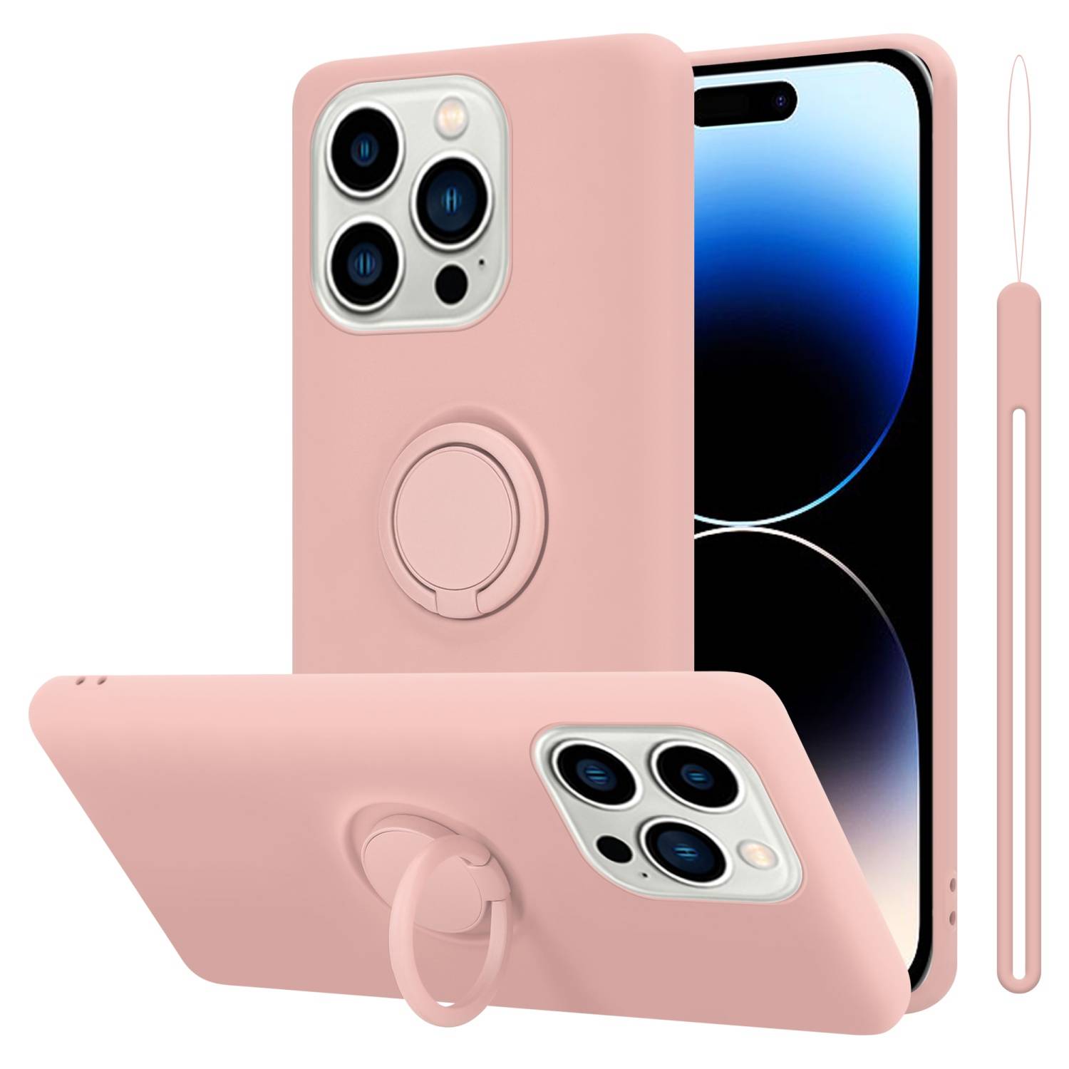 Cadorabo Hülle für Apple iPhone 14 PRO Schutz Hülle in Rosa Handyhülle TPU Etui Case Cover