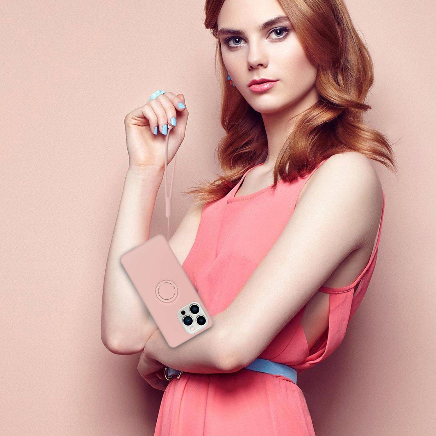 Cadorabo Hülle für Apple iPhone 14 PRO Schutz Hülle in Rosa Handyhülle TPU Etui Case Cover