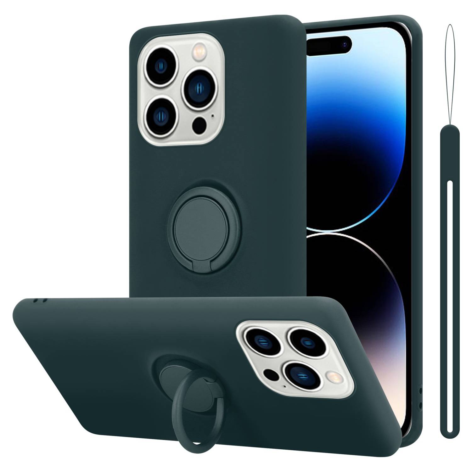 Cadorabo Hülle für Apple iPhone 14 PRO Schutz Hülle in Grün Handyhülle TPU Etui Case Cover
