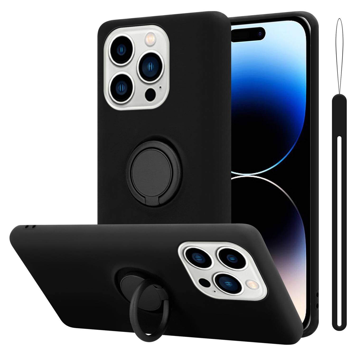 Cadorabo Hülle für Apple iPhone 14 PRO MAX Schutz Hülle in Schwarz Handyhülle TPU Etui Case Cover