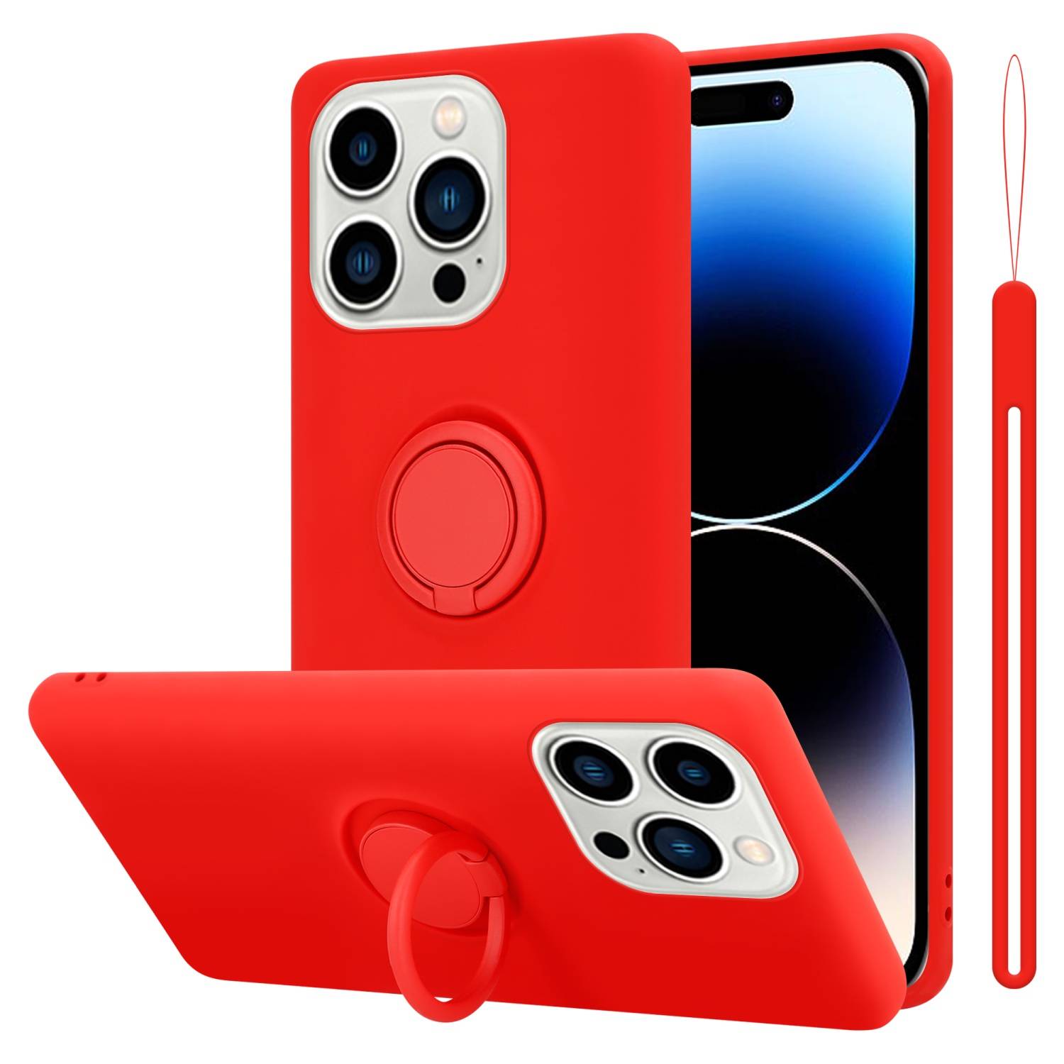 Cadorabo Hülle für Apple iPhone 14 PRO MAX Schutz Hülle in Rot Handyhülle TPU Etui Case Cover