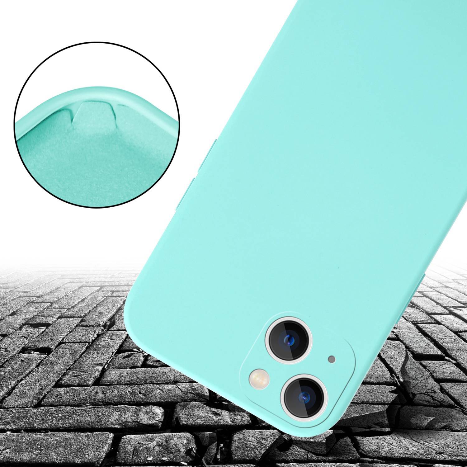 Cadorabo Schutzhülle für Apple iPhone 14 PLUS Hülle in Türkis Handykette Etui längenverstellbar Kordel Band