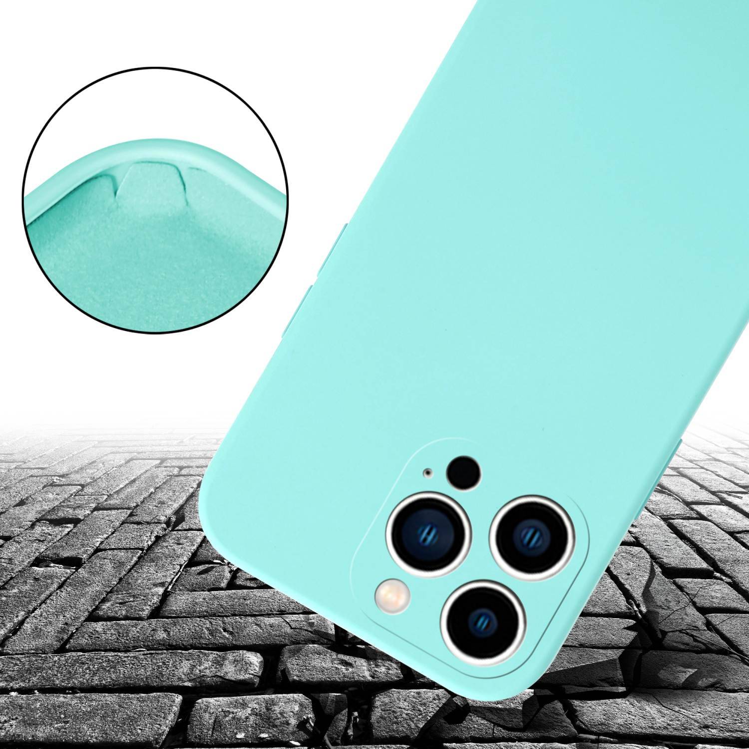 Cadorabo Schutzhülle für Apple iPhone 14 PRO Hülle in Türkis Handykette Etui längenverstellbar Kordel Band