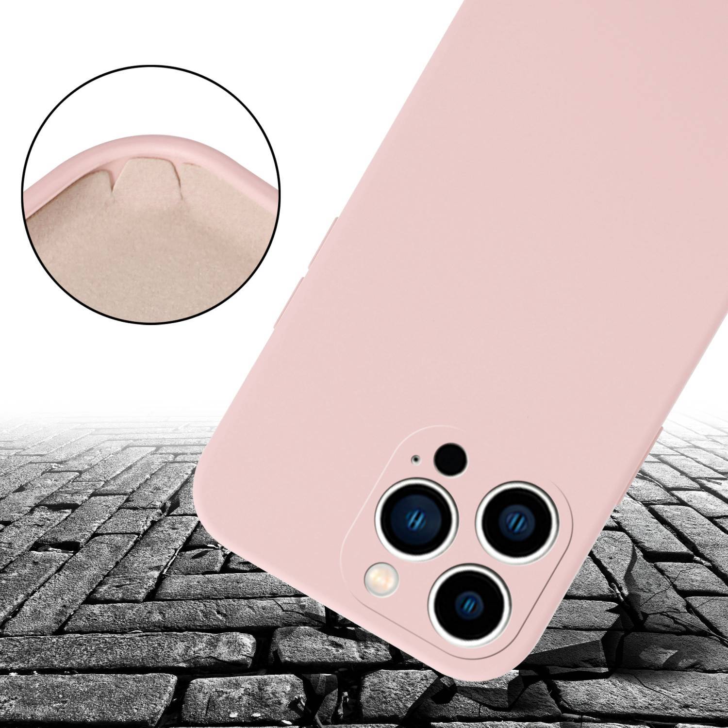 Cadorabo Schutzhülle für Apple iPhone 14 PRO Hülle in Rosa Handykette Etui längenverstellbar Kordel Band