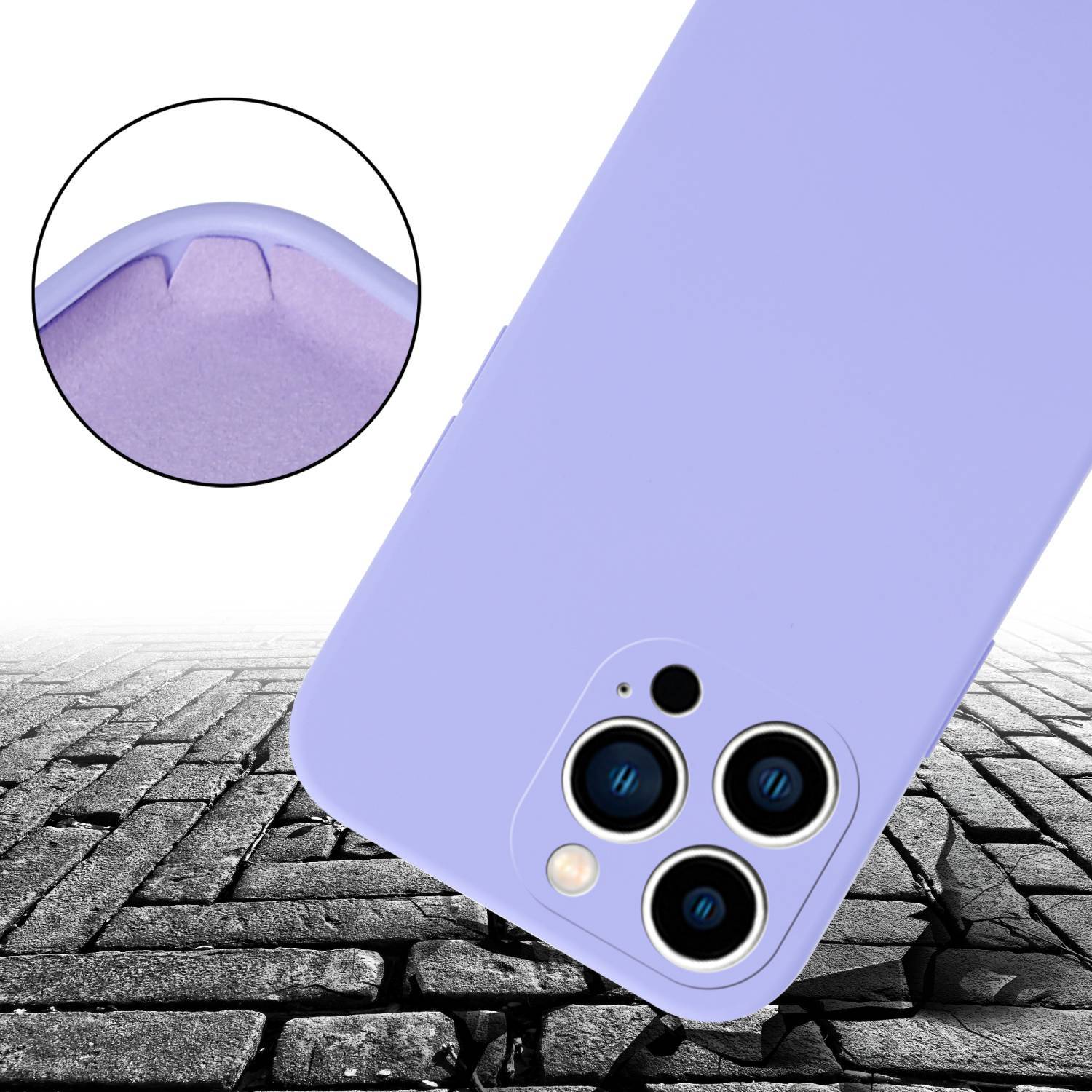 Cadorabo Schutzhülle für Apple iPhone 14 PRO MAX Hülle in Lila Handykette Etui längenverstellbar Kordel Band