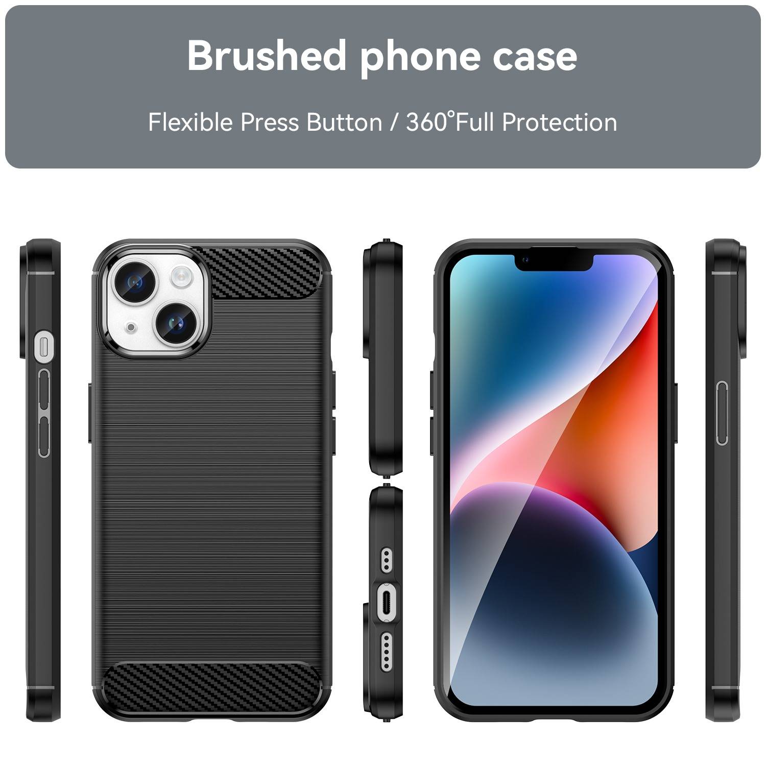 Cadorabo Hülle für Apple iPhone 14 in Schwarz Schutzhülle TPU Case Cover Etui Handyhülle