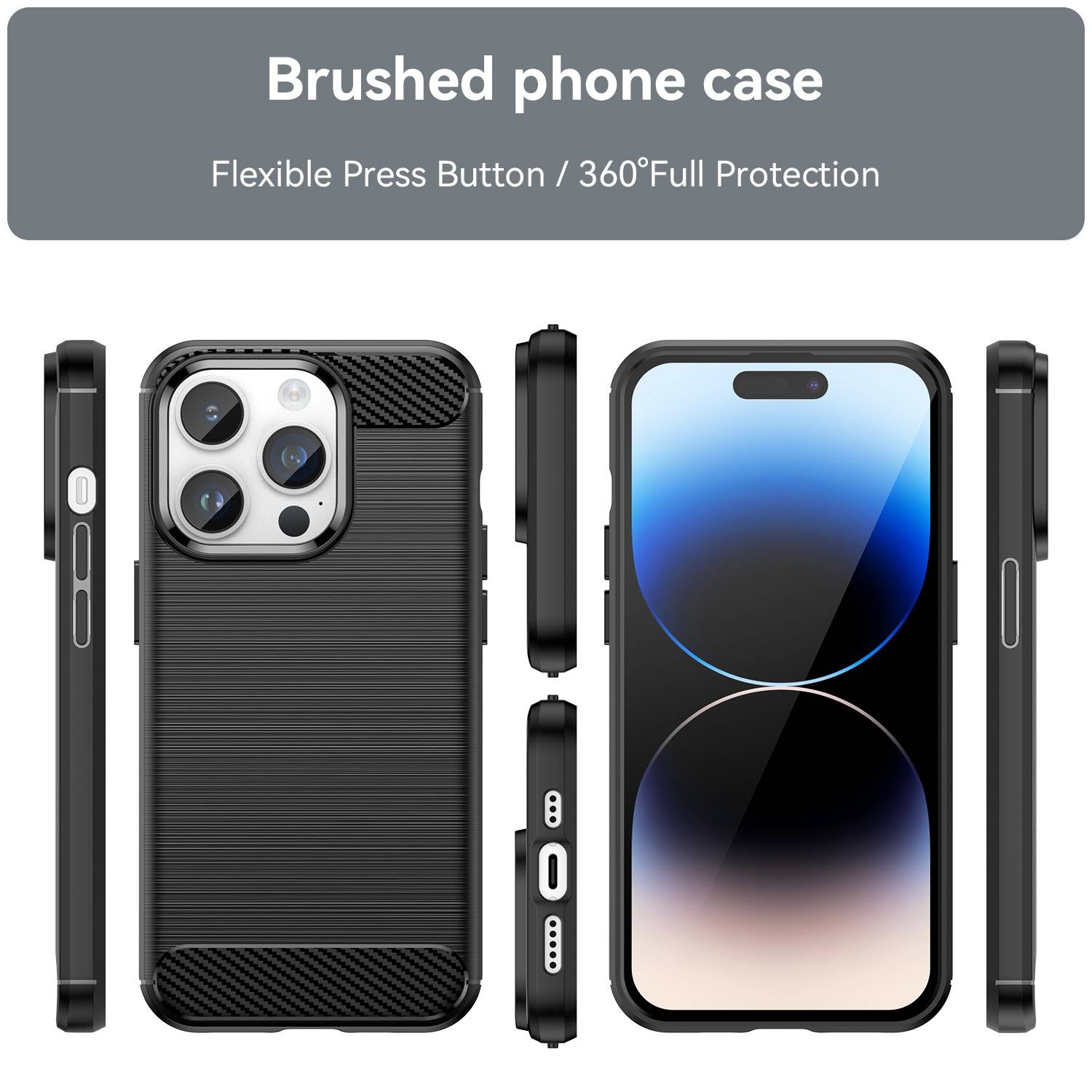 Cadorabo Hülle für Apple iPhone 14 PRO in Schwarz Schutzhülle TPU Case Cover Etui Handyhülle