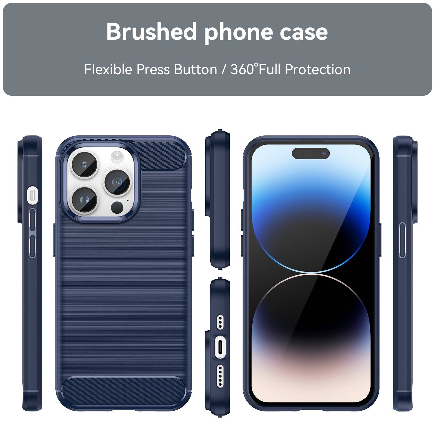 Cadorabo Hülle für Apple iPhone 14 PRO in Blau Schutzhülle TPU Case Cover Etui Handyhülle