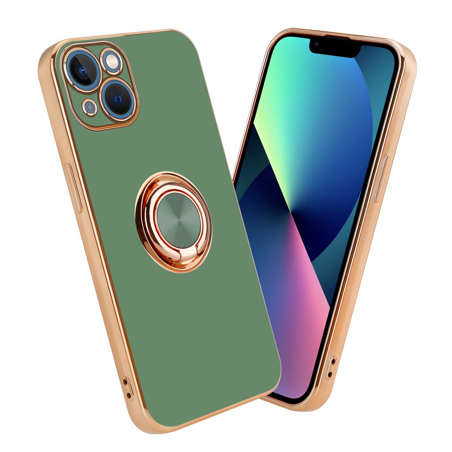 Cadorabo Schutzhülle für Apple iPhone 14 PLUS Hülle in Grün Etui Case Cover Kameraschutz magnetische Autohalterung