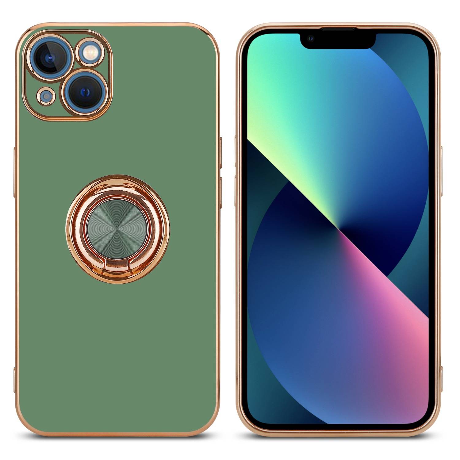Cadorabo Schutzhülle für Apple iPhone 14 PLUS Hülle in Grün Etui Case Cover Kameraschutz magnetische Autohalterung