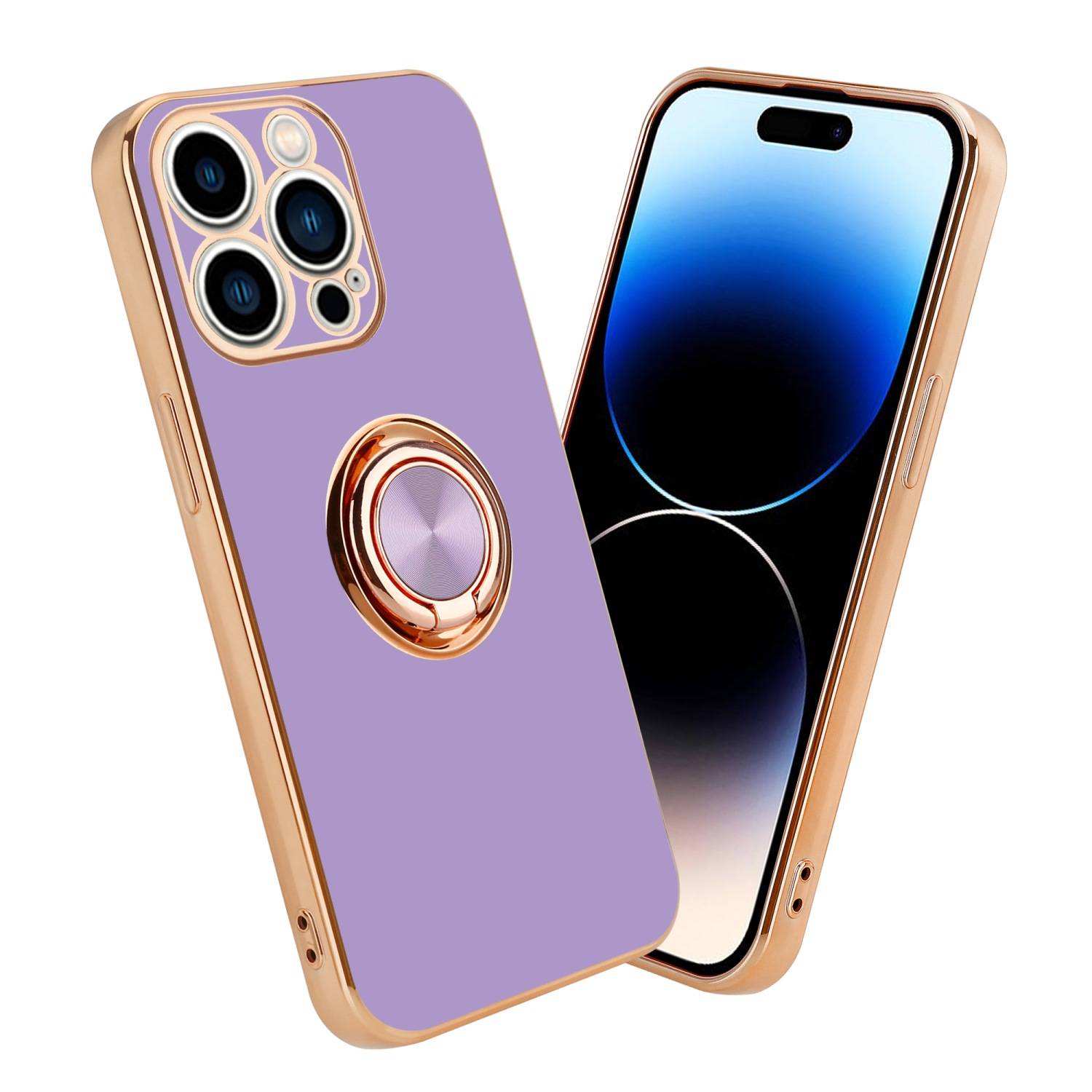Cadorabo Schutzhülle für Apple iPhone 14 PRO Hülle in Lila Etui Case Cover Kameraschutz magnetische Autohalterung
