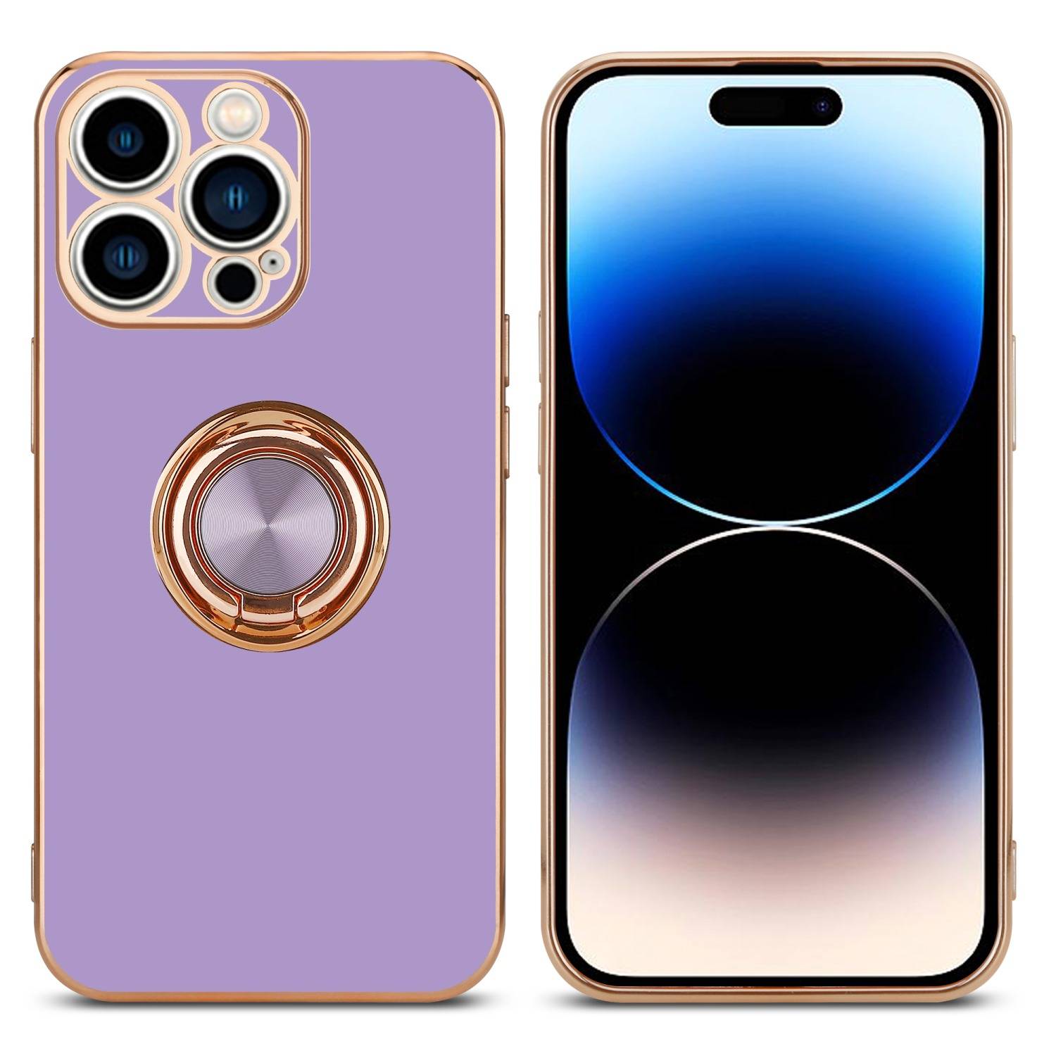 Cadorabo Schutzhülle für Apple iPhone 14 PRO Hülle in Lila Etui Case Cover Kameraschutz magnetische Autohalterung