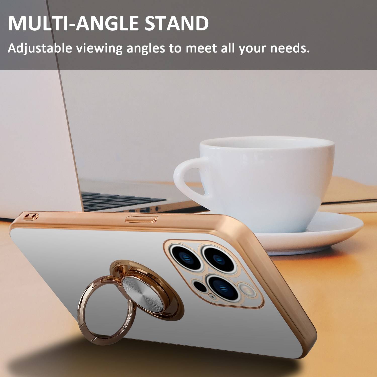 Cadorabo Schutzhülle für Apple iPhone 14 PRO Hülle in Weiß Etui Case Cover Kameraschutz magnetische Autohalterung