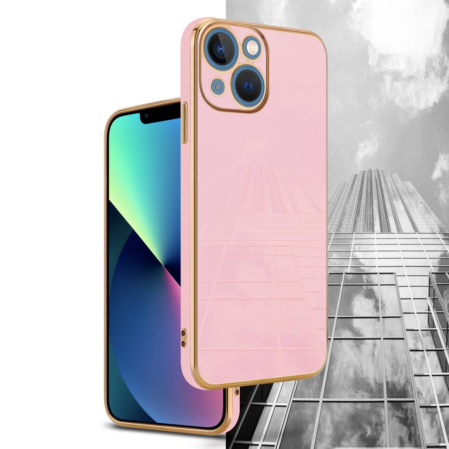 Cadorabo Schutzhülle für Apple iPhone 14 PLUS Hülle in Rosa Handyhülle TPU Silikon Kameraschutz Etui Case