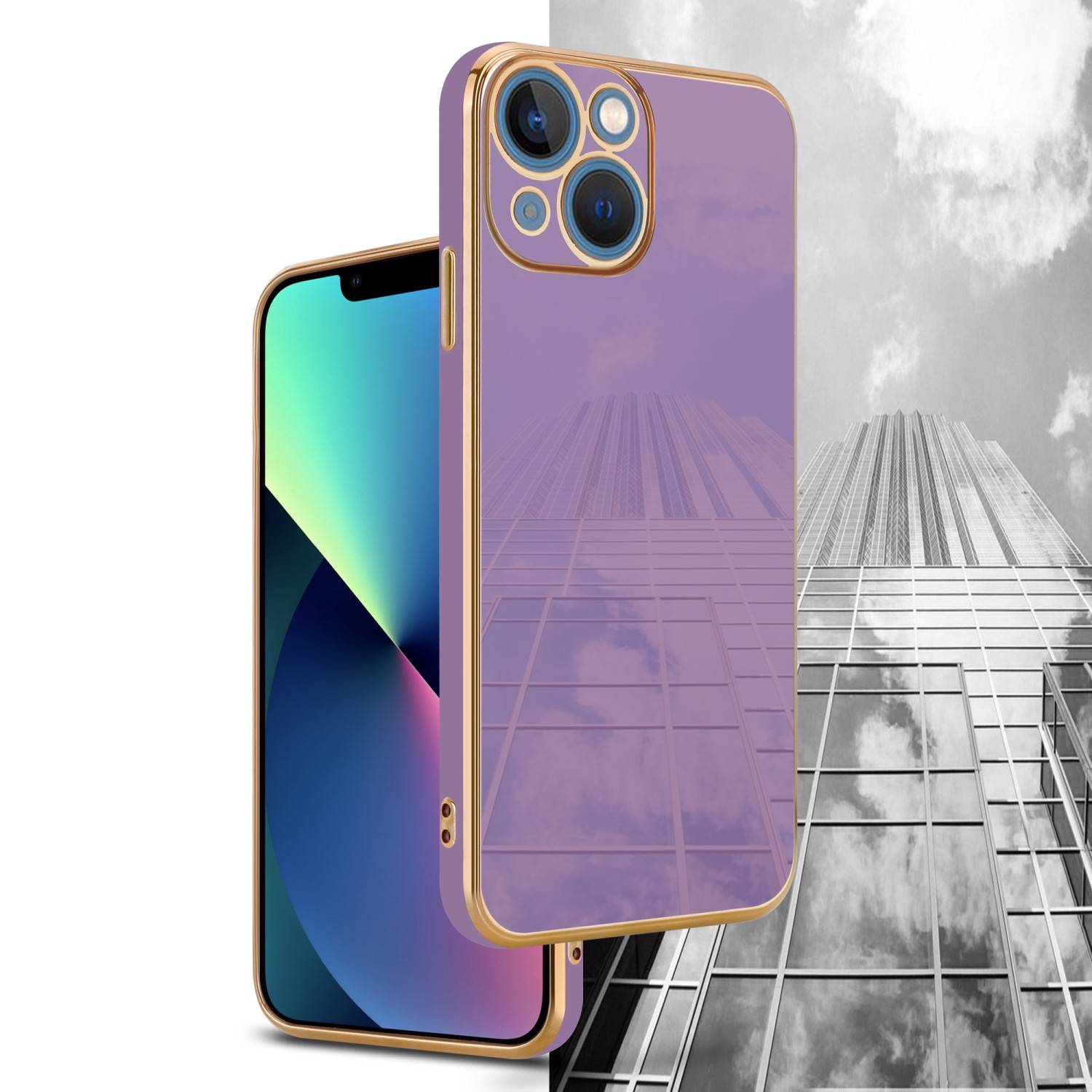 Cadorabo Schutzhülle für Apple iPhone 14 PLUS Hülle in Lila Handyhülle TPU Silikon Kameraschutz Etui Case