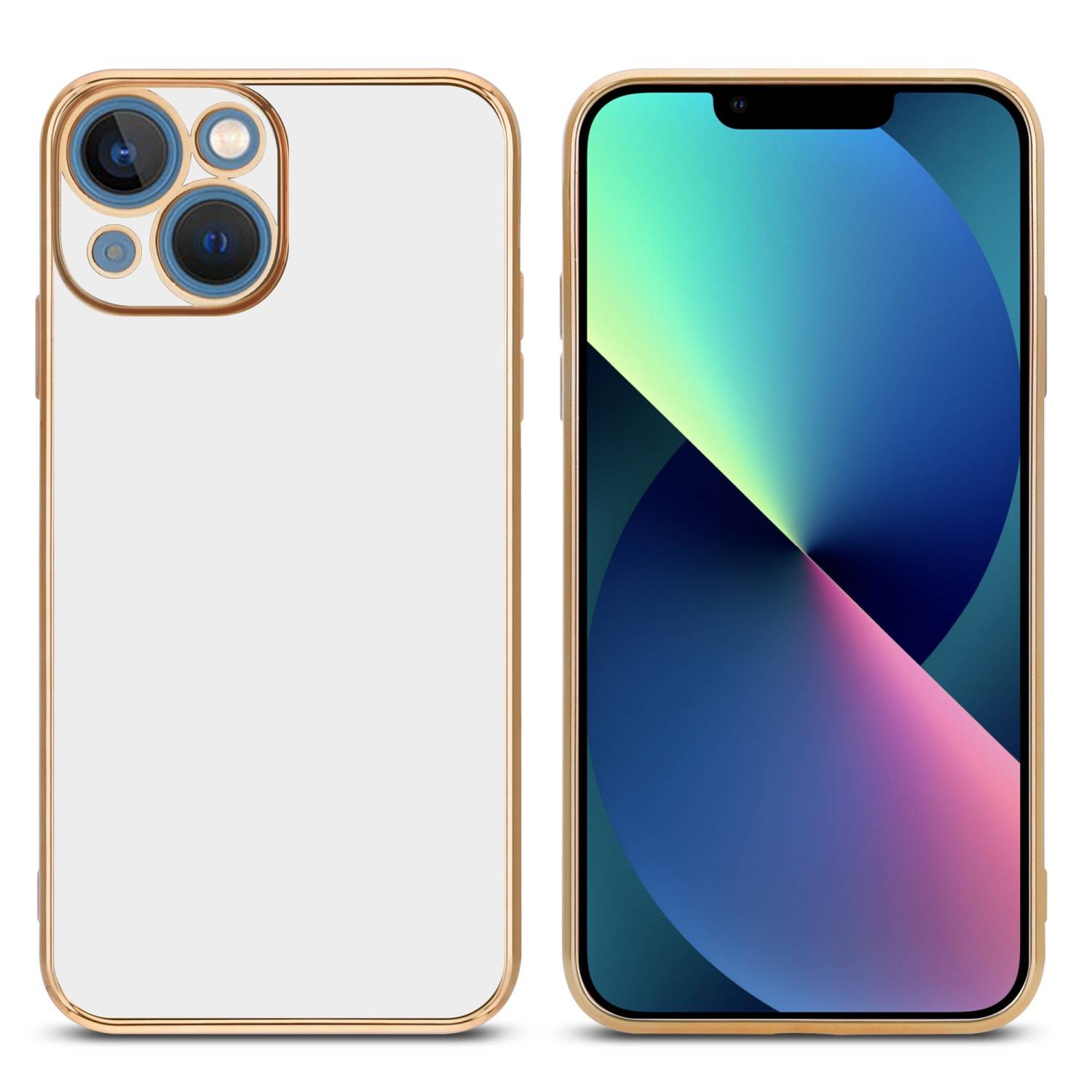 Cadorabo Schutzhülle für Apple iPhone 14 PLUS Hülle in Weiß Handyhülle TPU Silikon Kameraschutz Etui Case