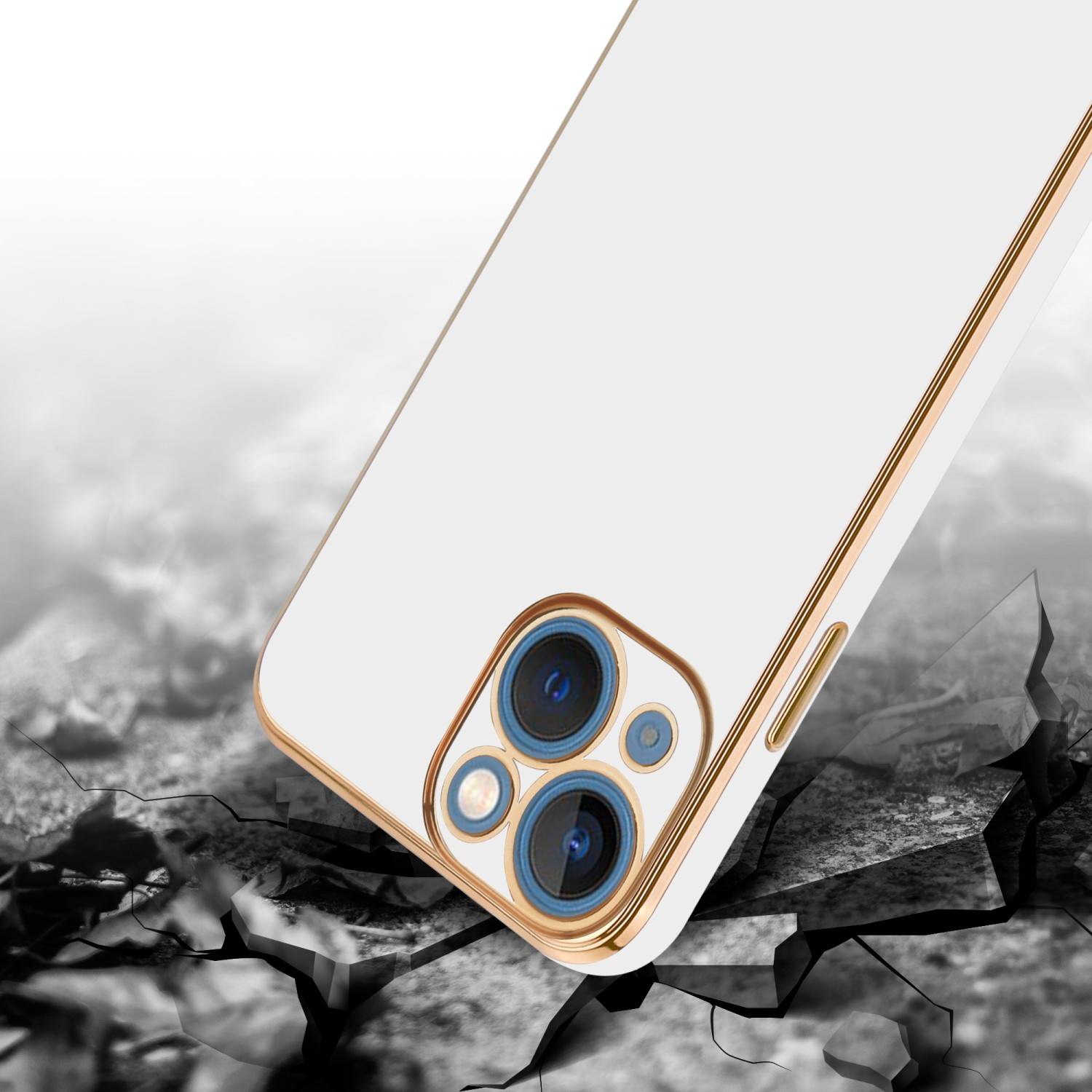 Cadorabo Schutzhülle für Apple iPhone 14 PLUS Hülle in Weiß Handyhülle TPU Silikon Kameraschutz Etui Case